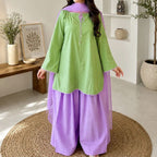 Premium Lawn Contrast 3PC Co-Ord Set with Chiffon Dupatta