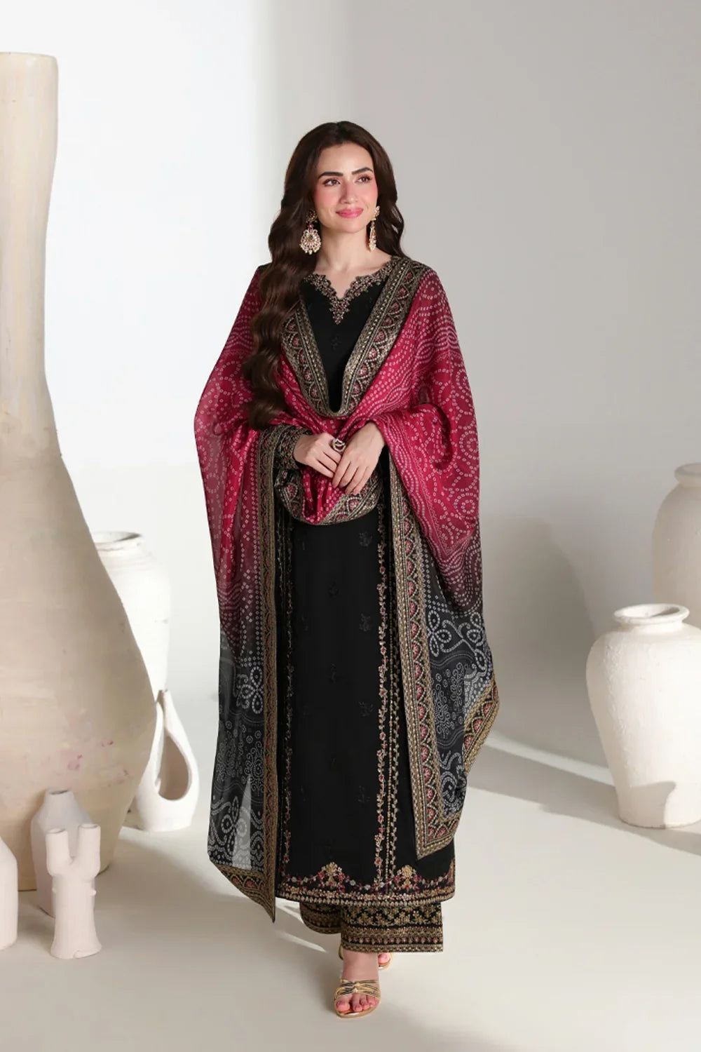 Azure Verona – Black Embroidered 3PC Festive Ensemble