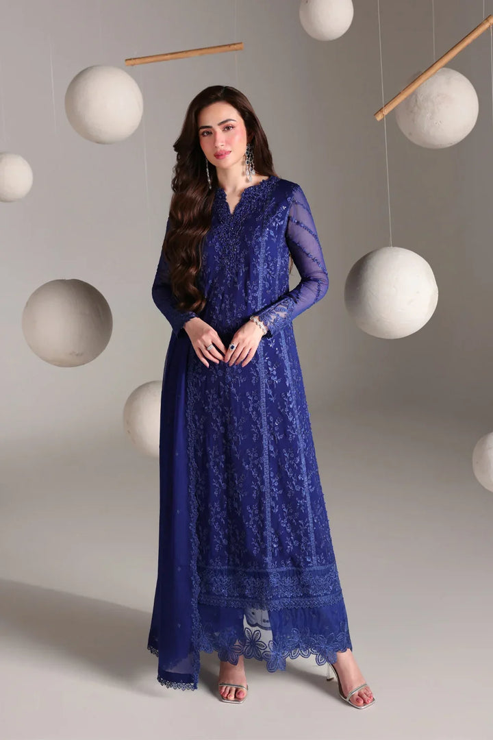 Azure Salvia – Royal Blue Embroidered 3PC Festive Ensemble