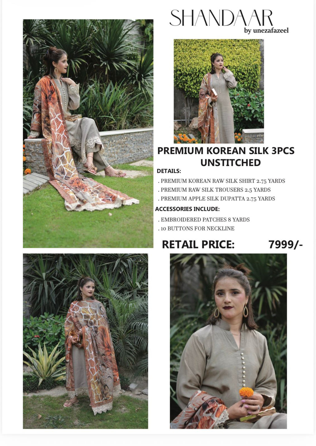 Premium Korean Silk 3 Pcs Unstitched