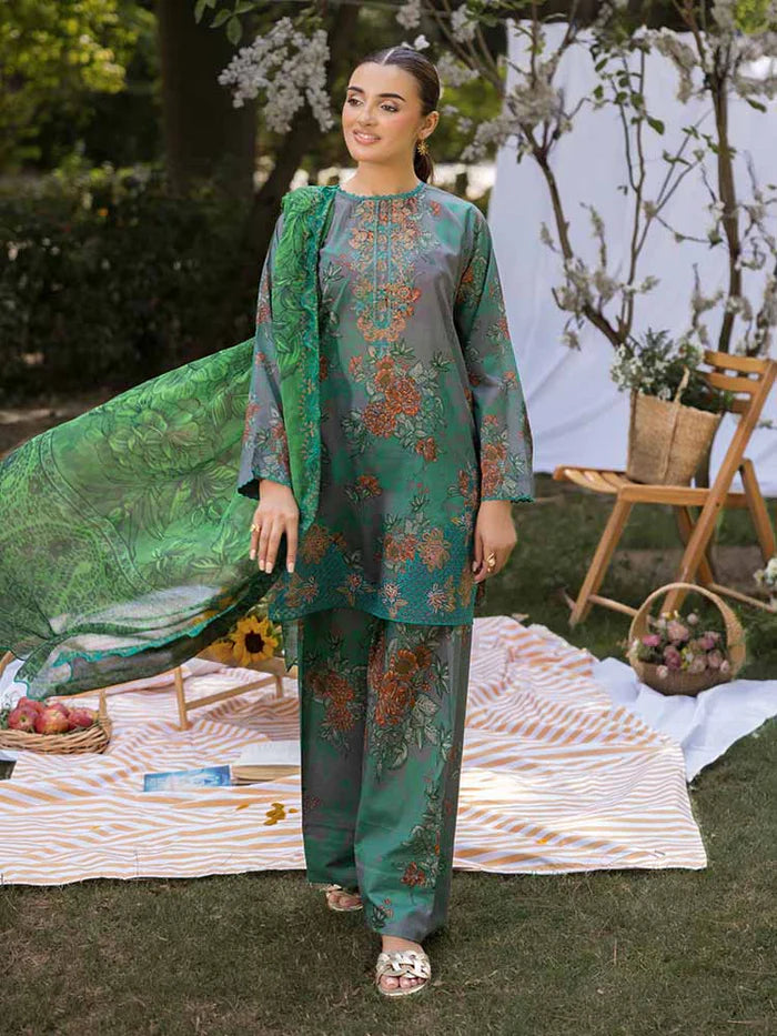 AZLIN 3-Piece Unstitched Digital Printed Lawn Suit 03