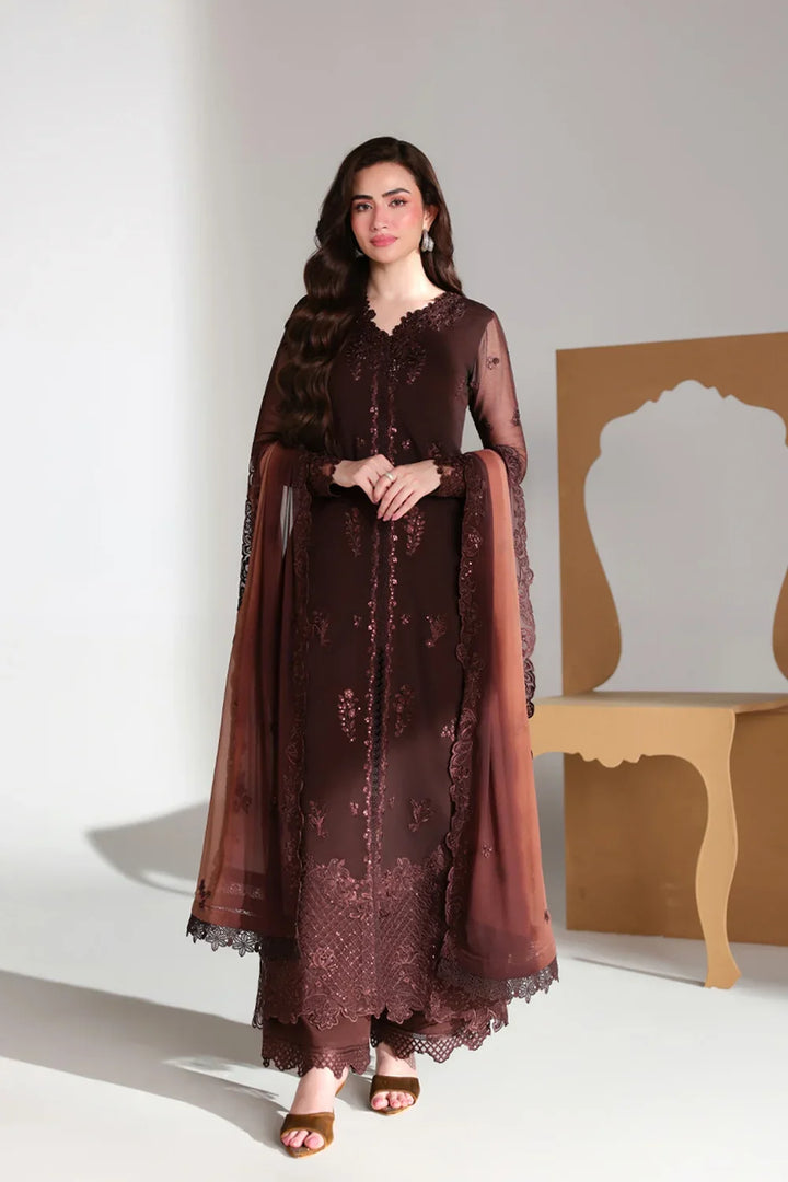 Azure Maison Mocha – Mocha Brown Embroidered 3PC Festive Ensemble