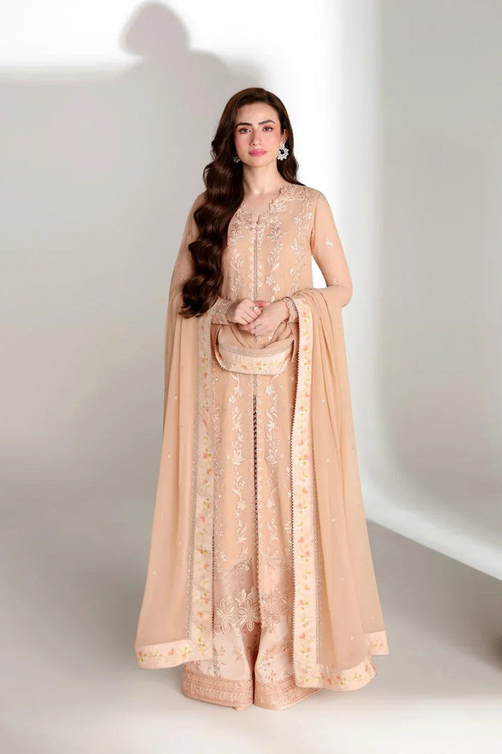 Azure Cream Dream – Creamy Beige Embroidered 3PC Festive Ensemble