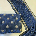 Nee Pearl design shesha silk beats work 2.5 Dupta Long length mixed match 2 yards Plan Trouser