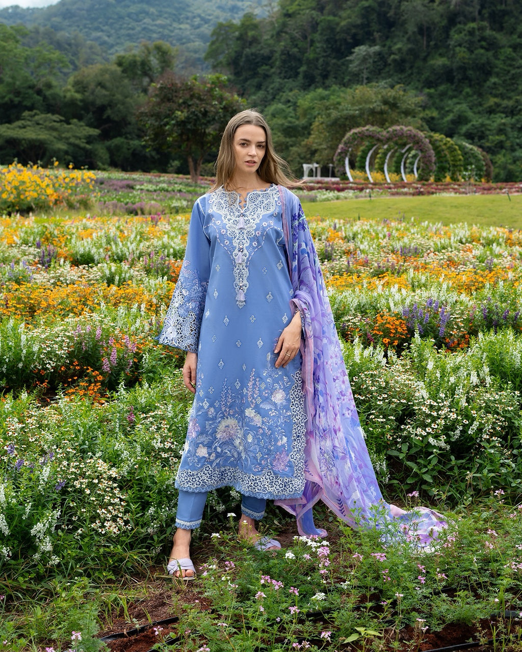 Hemline Secret Garden By Mushq Azure Bloom