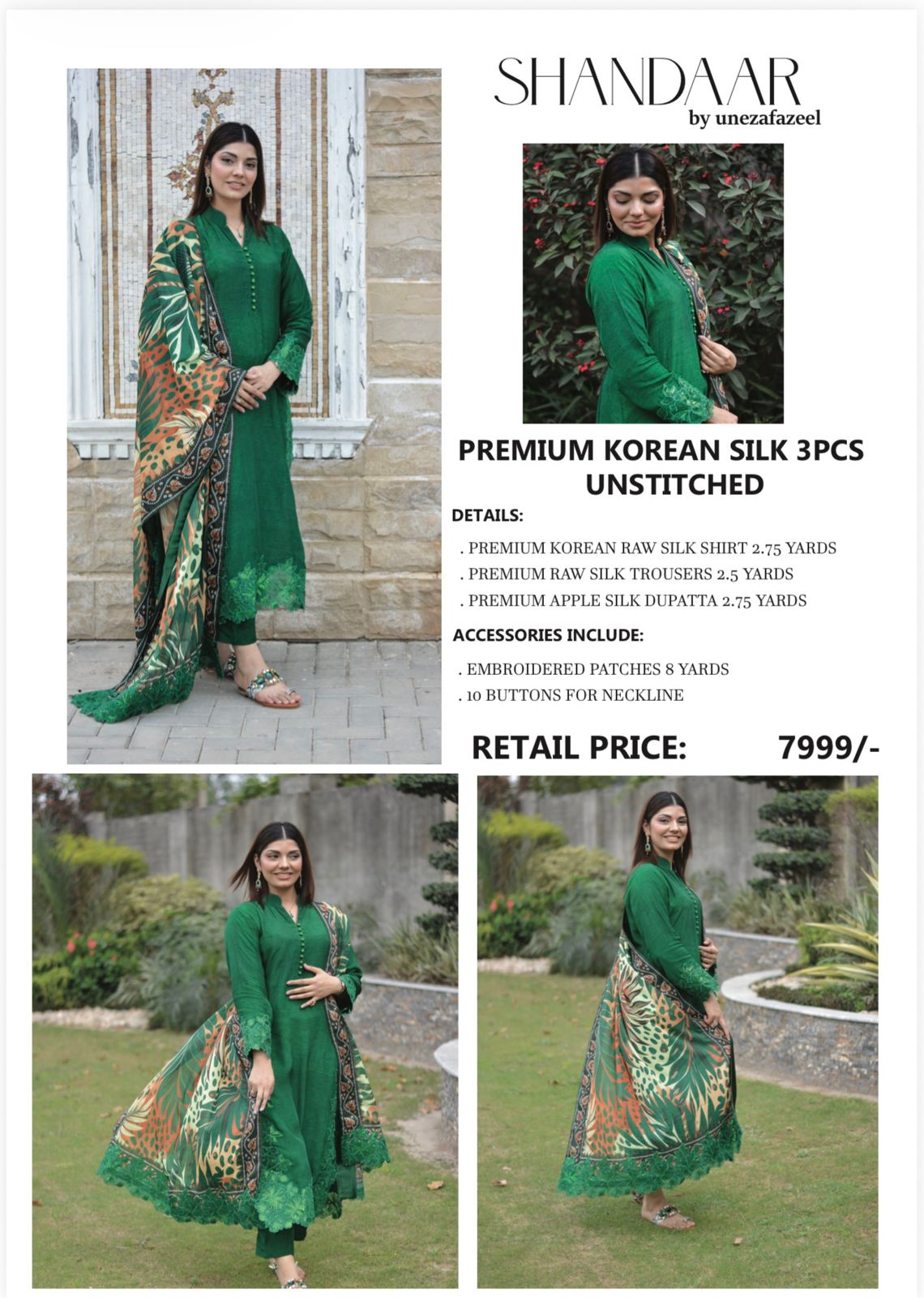 Premium Korean Silk 3 Pcs Unstitched