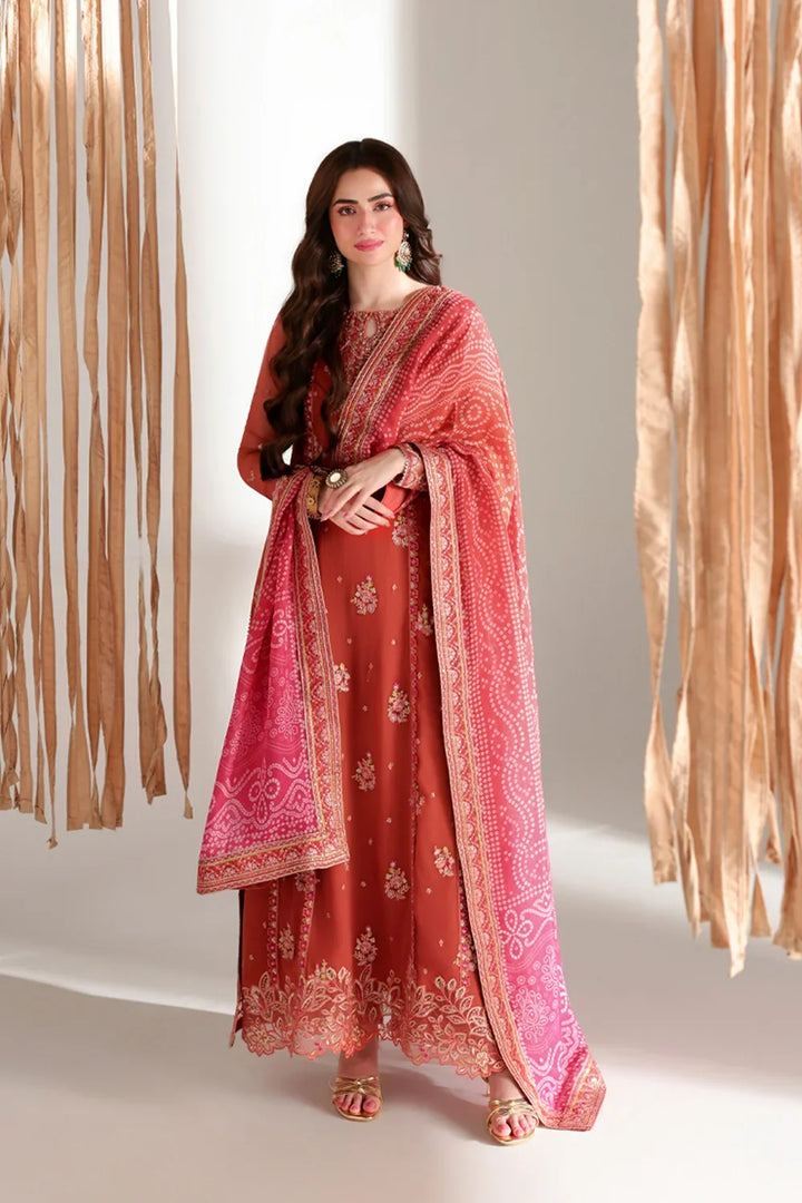Azure Izka – Coral Embroidered 3PC Festive Ensemble