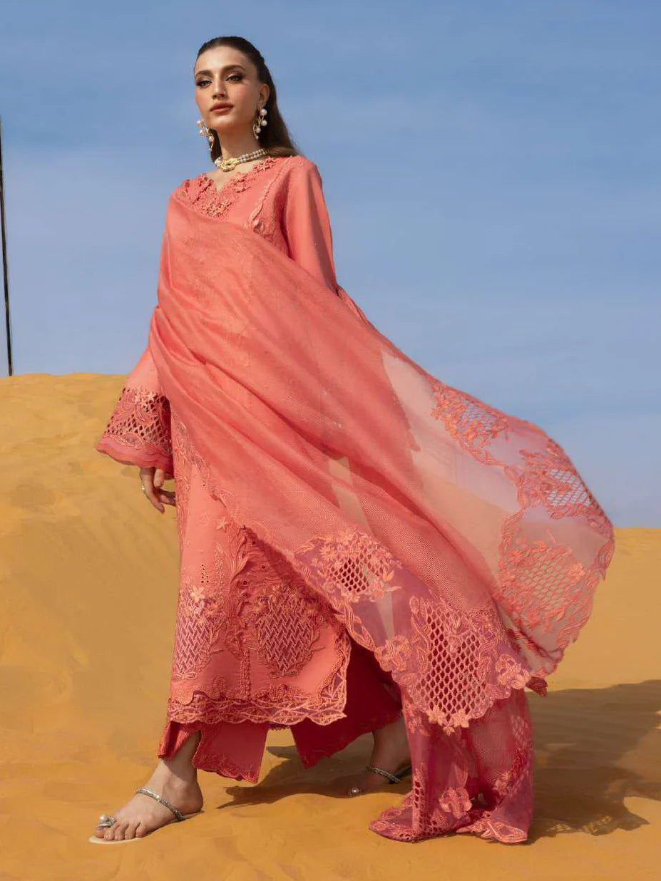 Rang Rasiya Premium Embroidered Lawn Unstitched 3Pc Suit ELANZ