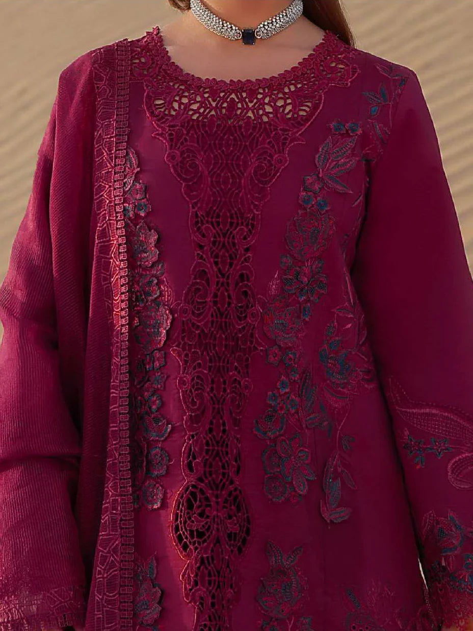 Rang Rasiya Premium Embroidered Lawn Unstitched 3Pc Suit  ZARA