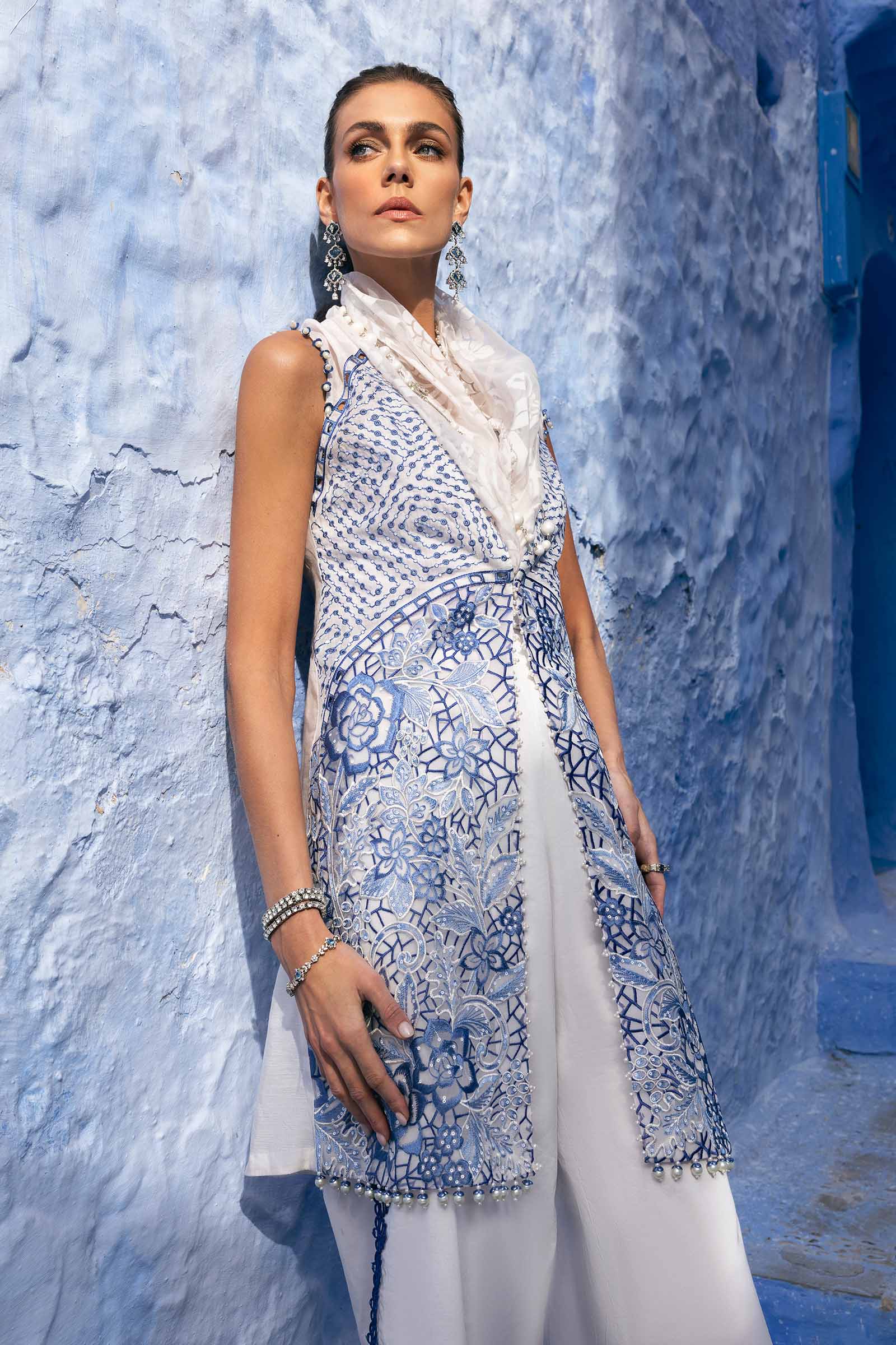 Maria.b 3 piece unstitched embroidered paper cotton suit | d-2510-a