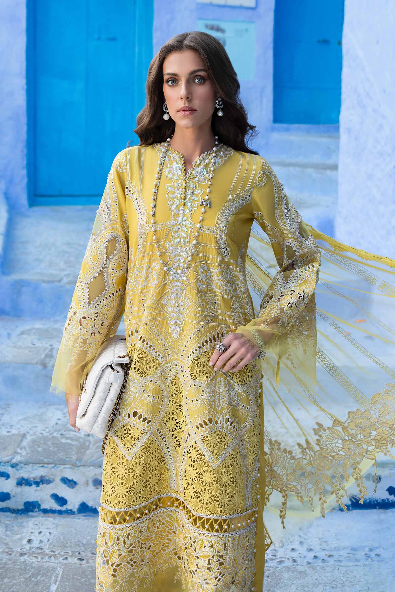 Maria.b 3 piece unstitched embroidered lawn suit | d-2512-a