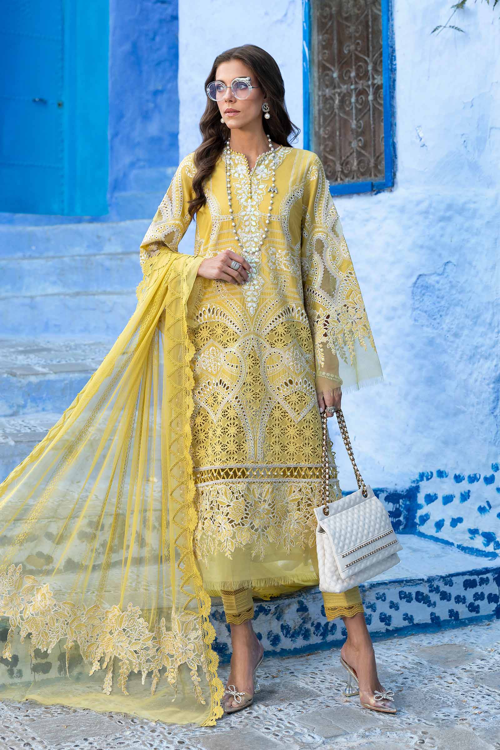 Maria.b 3 piece unstitched embroidered lawn suit | d-2512-a