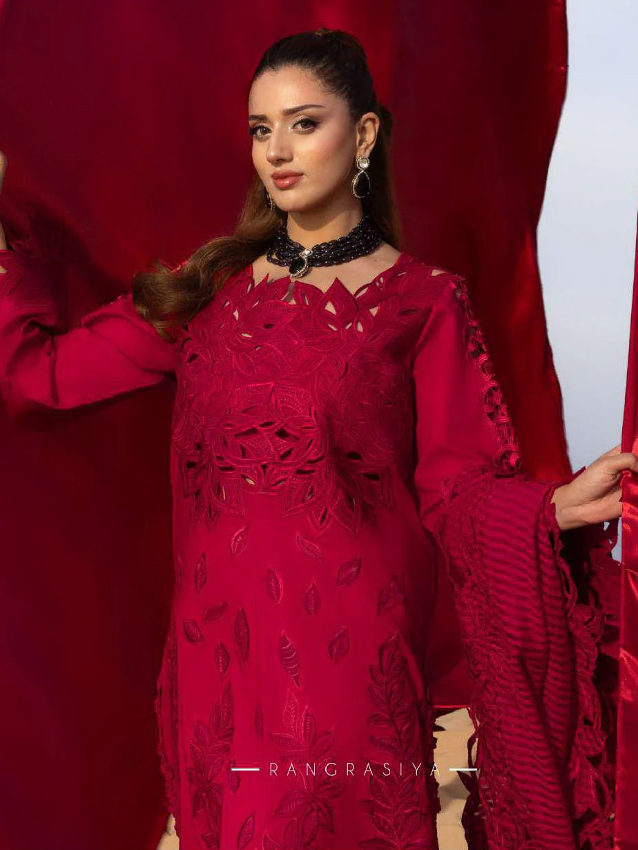 Rang Rasiya Premium Embroidered Lawn Unstitched 3Pc Suit  RAMEEN