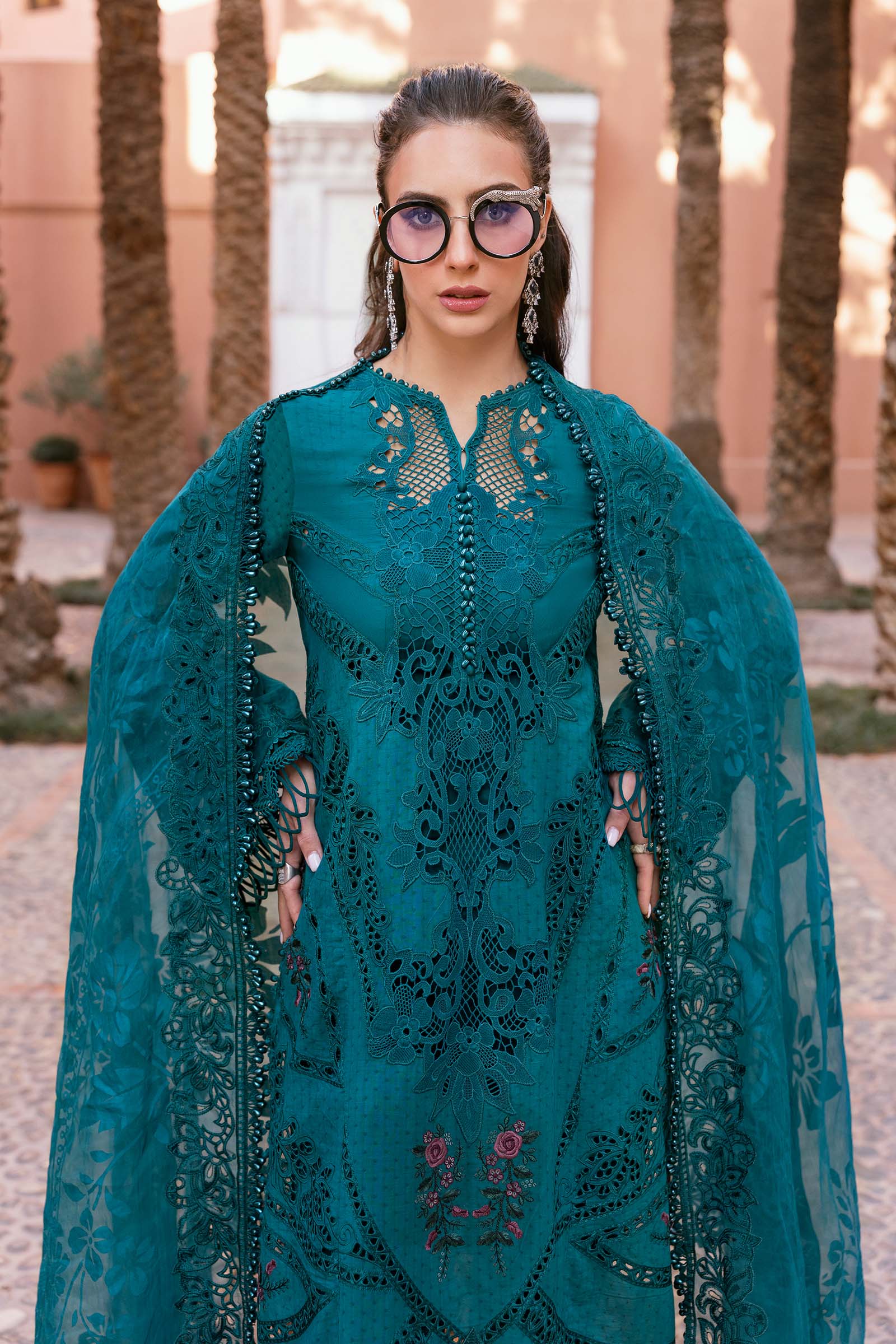 Maria.b 3 piece unstitched embroidered dobby lawn suit | d-2513-b