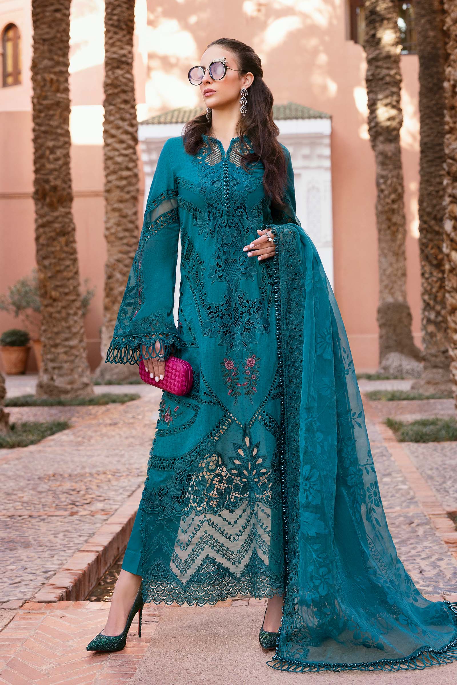 Maria.b 3 piece unstitched embroidered dobby lawn suit | d-2513-b