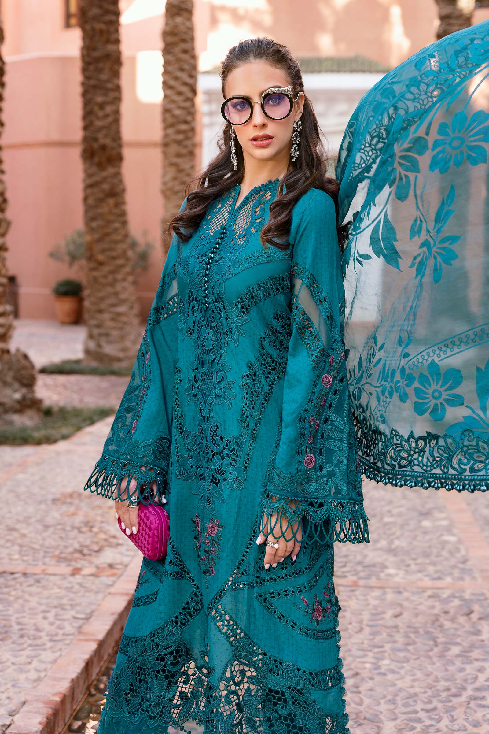 Maria.b 3 piece unstitched embroidered dobby lawn suit | d-2513-b