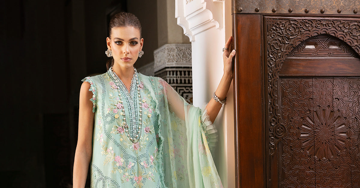 Maria.b 3 piece unstitched embroidered lawn suit | d-2514-a