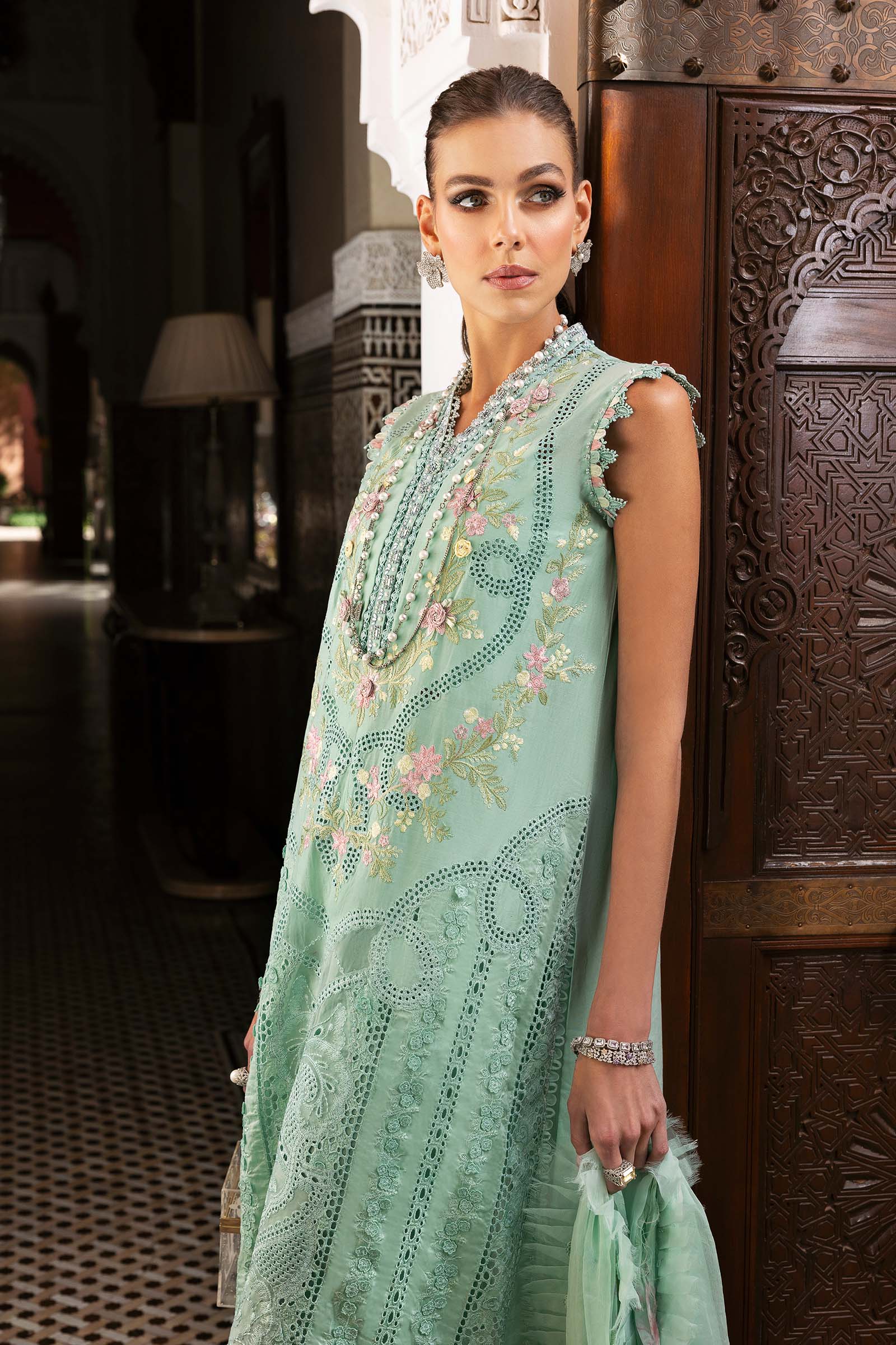 Maria.b 3 piece unstitched embroidered lawn suit | d-2514-a