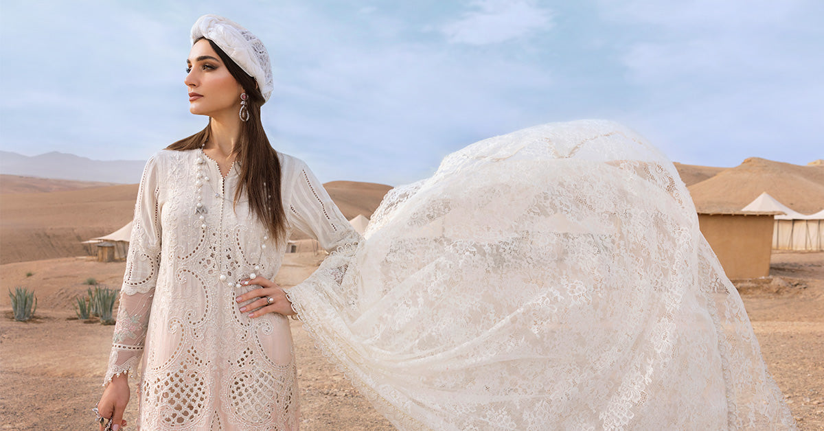 Maria.b 3 piece unstitched embroidered dobby lawn suit | d-2515-a