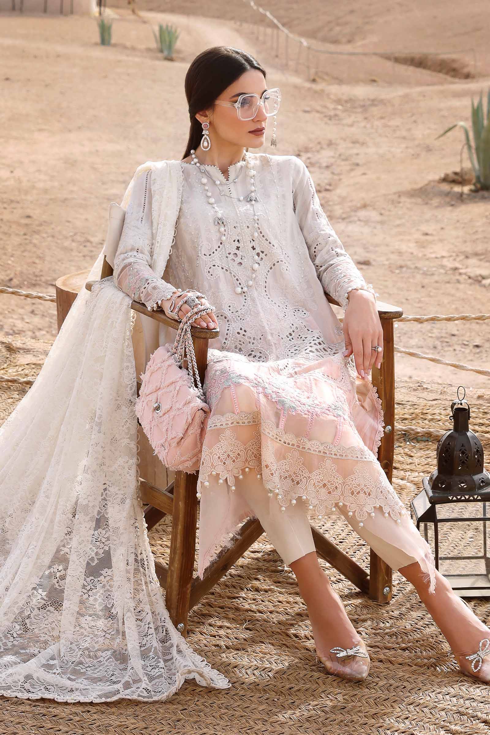 Maria.b 3 piece unstitched embroidered dobby lawn suit | d-2515-a