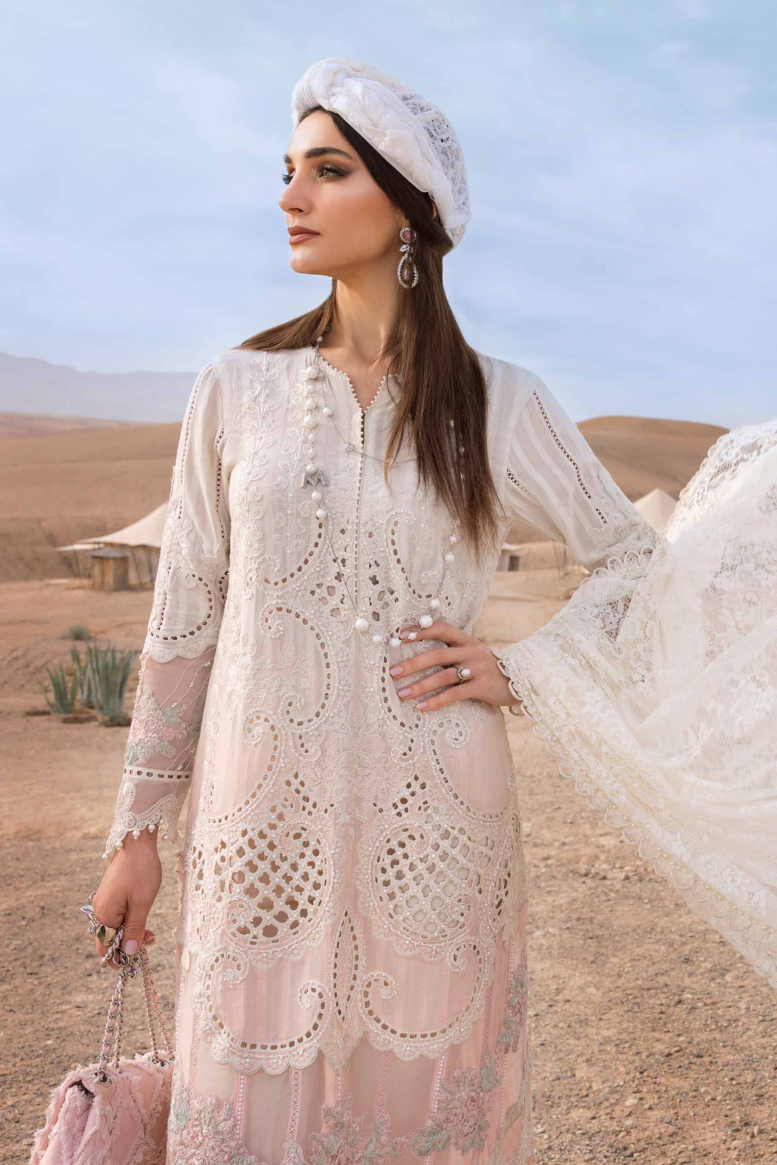 Maria.b 3 piece unstitched embroidered dobby lawn suit | d-2515-a