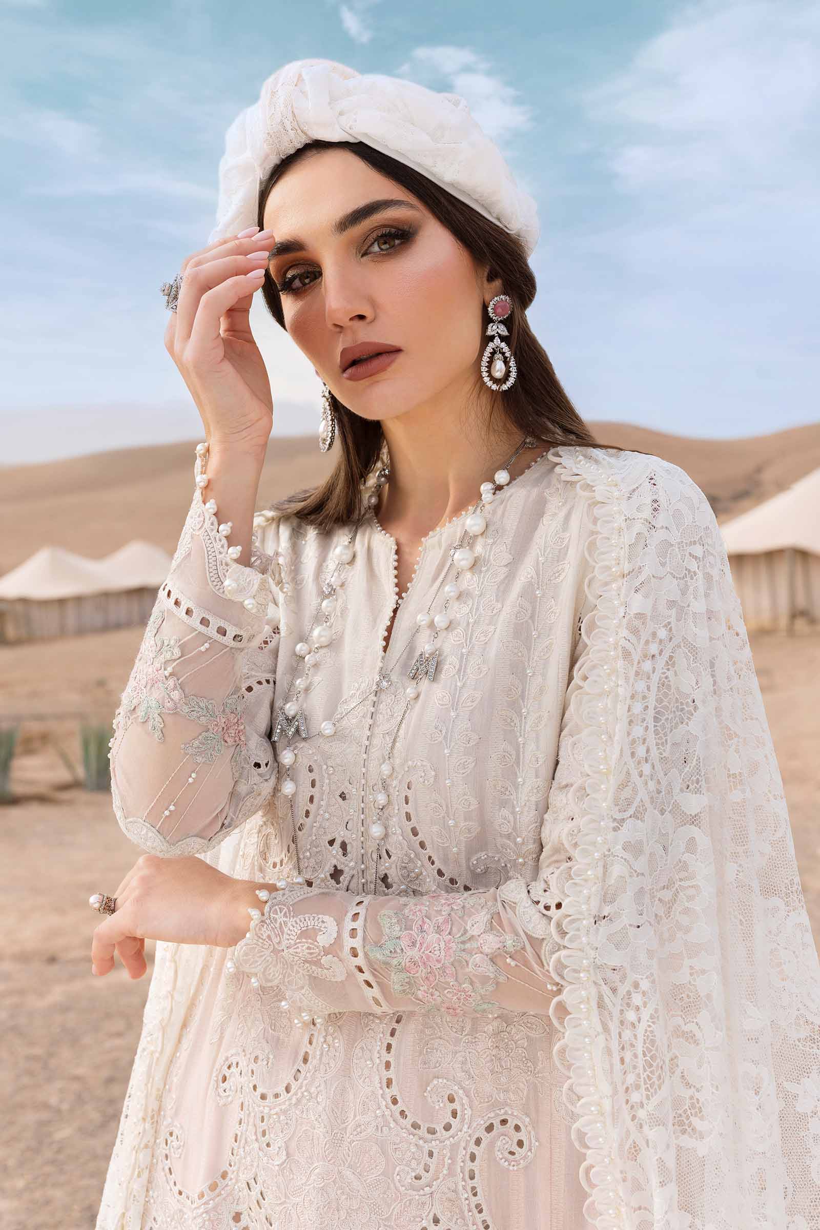 Maria.b 3 piece unstitched embroidered dobby lawn suit | d-2515-a