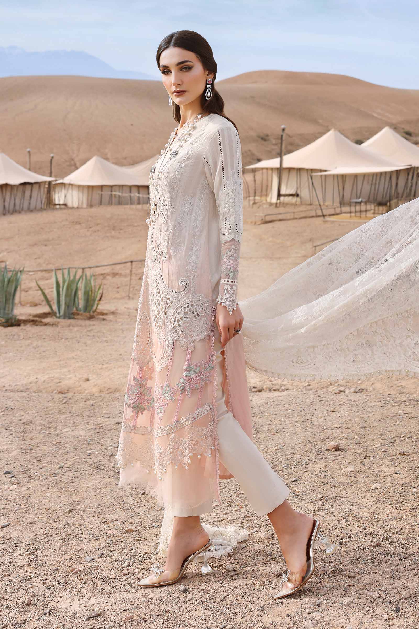 Maria.b 3 piece unstitched embroidered dobby lawn suit | d-2515-a