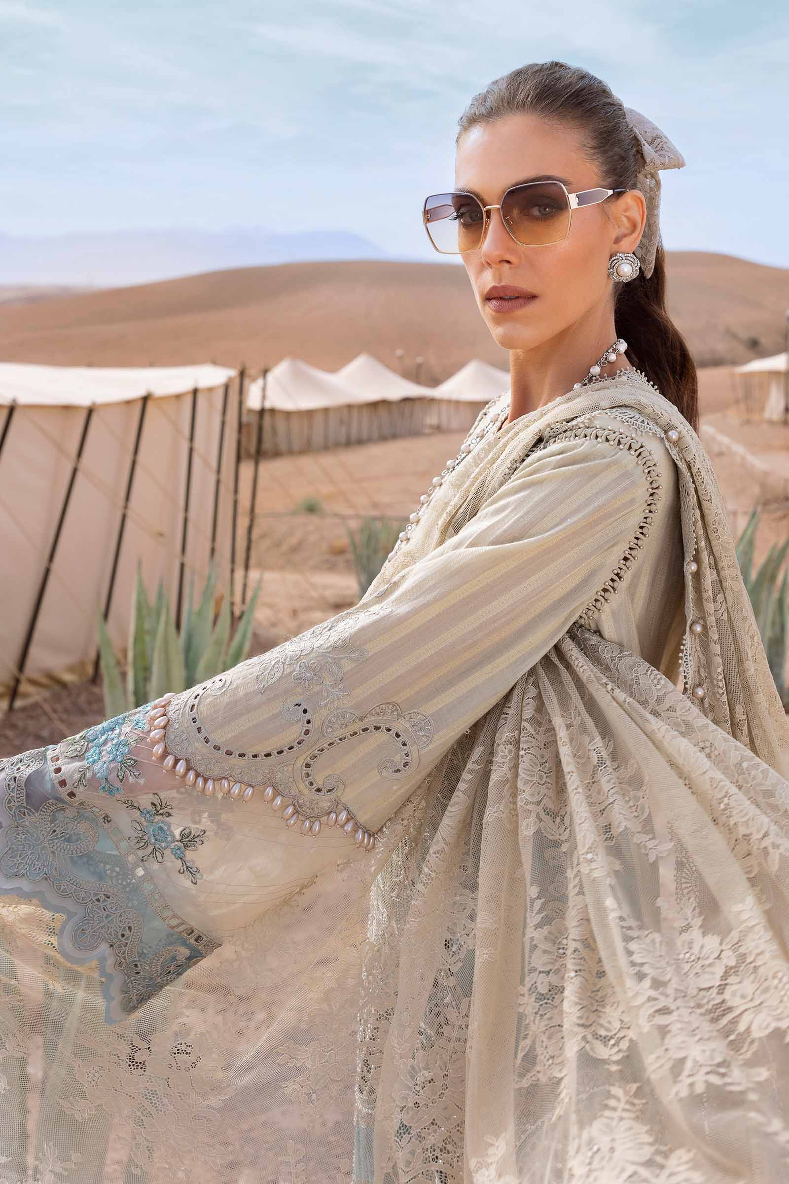 Maria.b 3 piece unstitched embroidered dobby lawn suit | d-2515-b