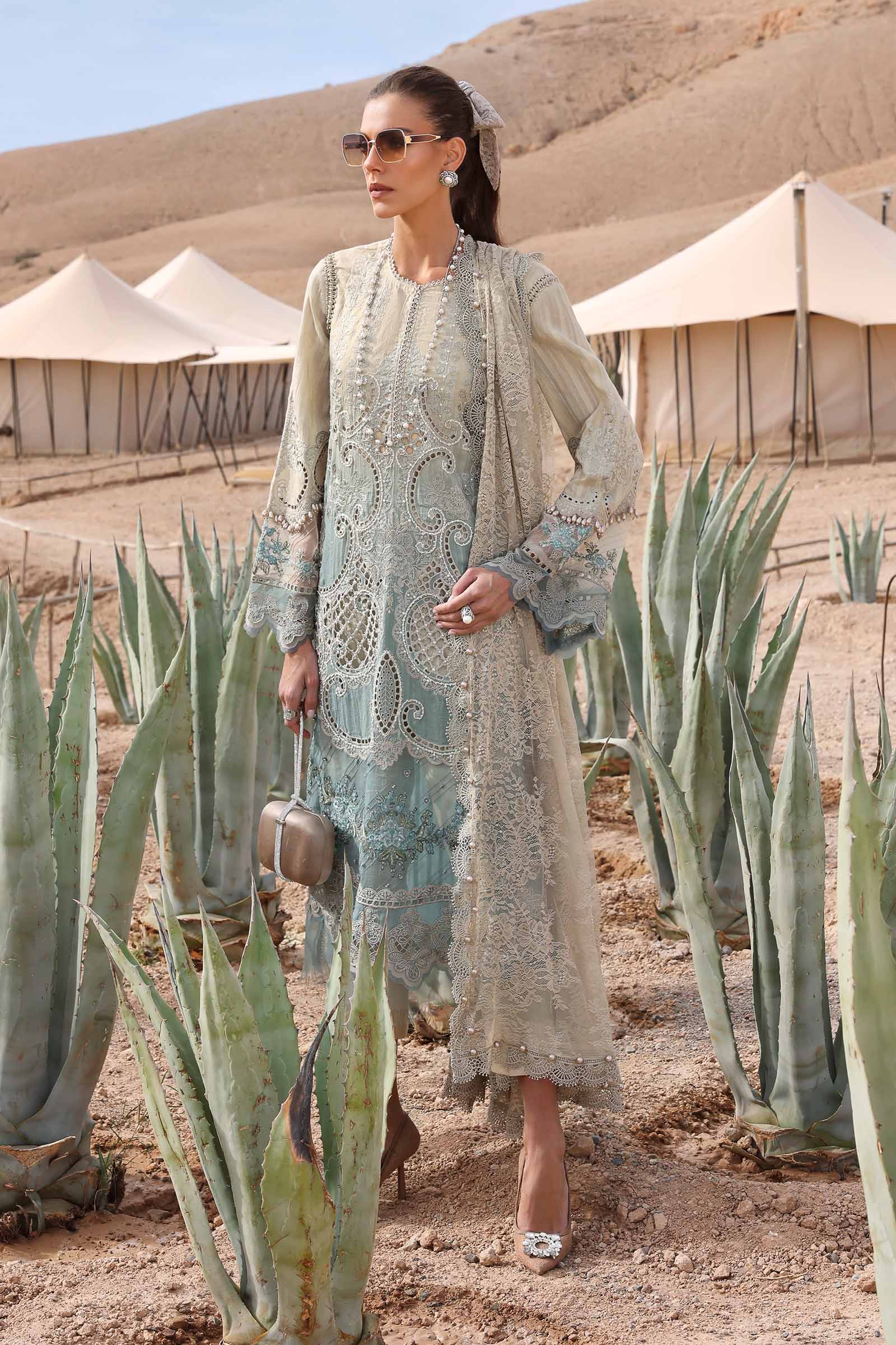 Maria.b 3 piece unstitched embroidered dobby lawn suit | d-2515-b