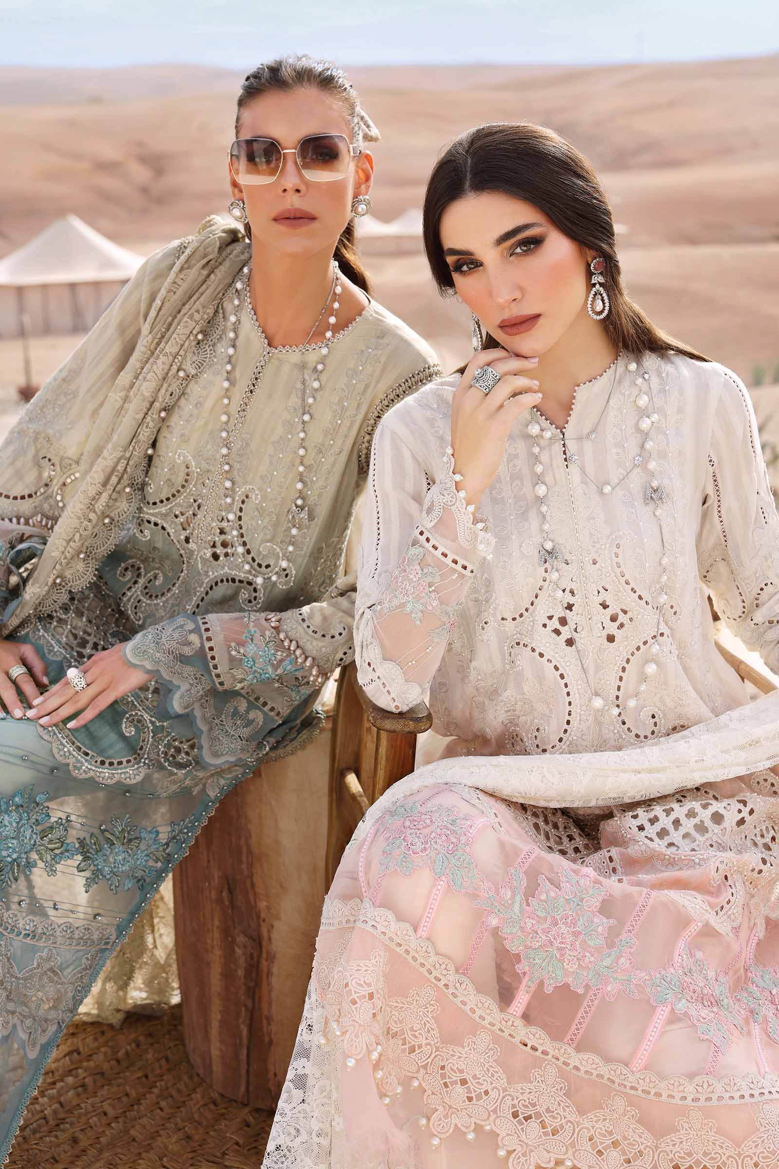 Maria.b 3 piece unstitched embroidered dobby lawn suit | d-2515-b