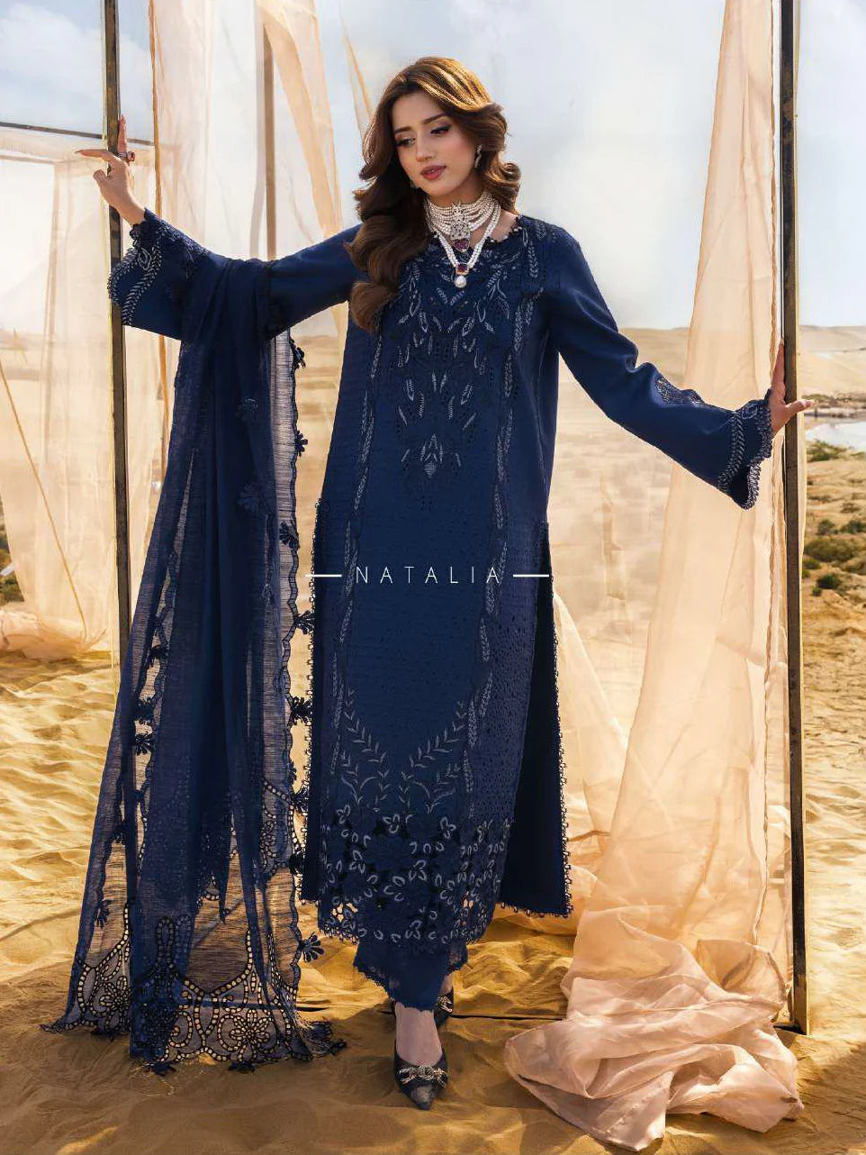Rang Rasiya Premium Embroidered Lawn Unstitched 3Pc Suit  NATALIA