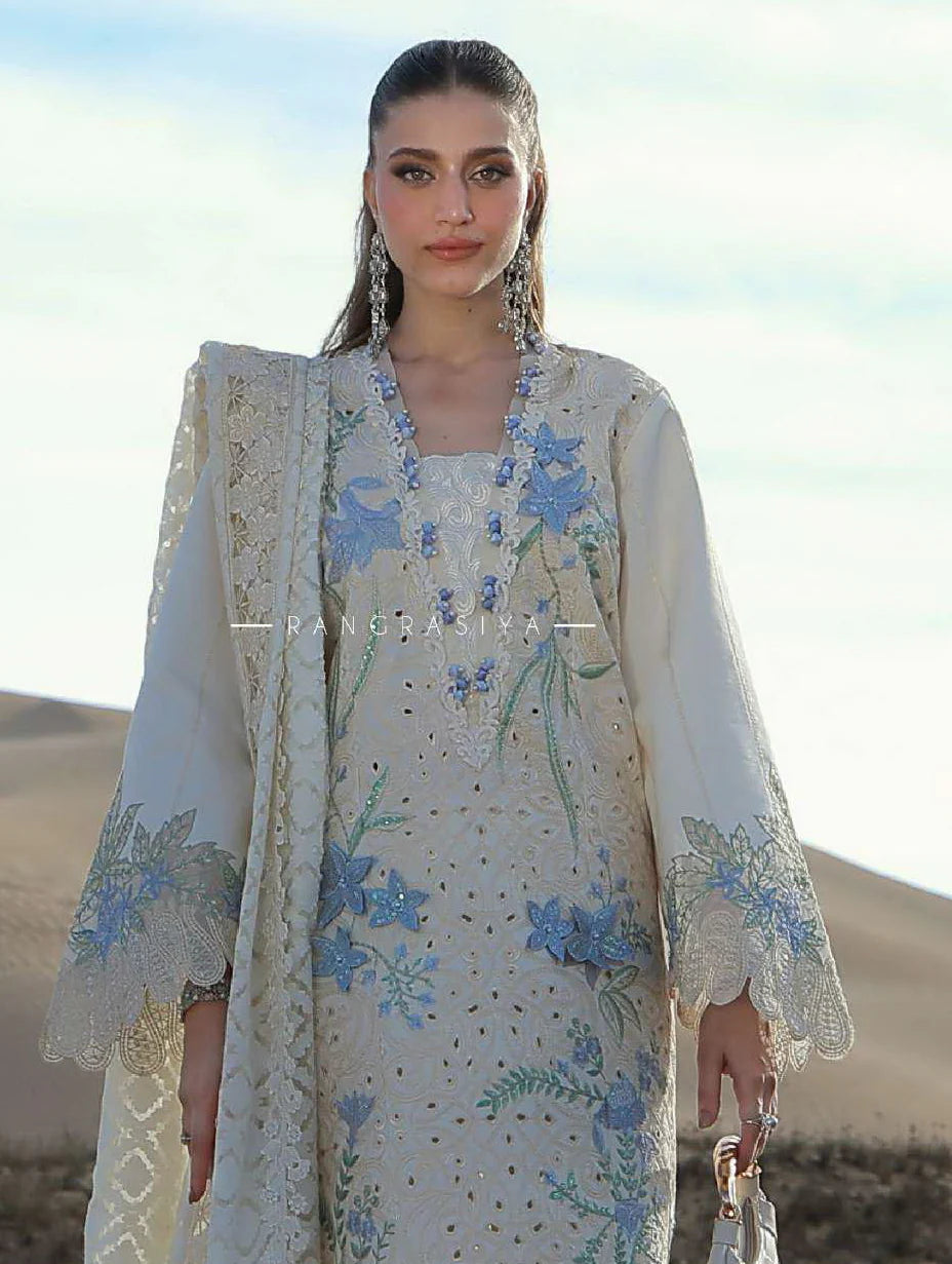 Rang Rasiya Premium Embroidered Lawn Unstitched 3Pc Suit NOOREН