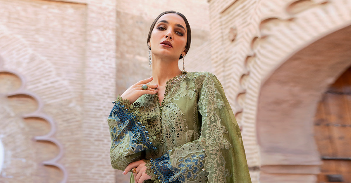 Maria.b 3 piece unstitched embroidered paper cotton suit | d-2501-a