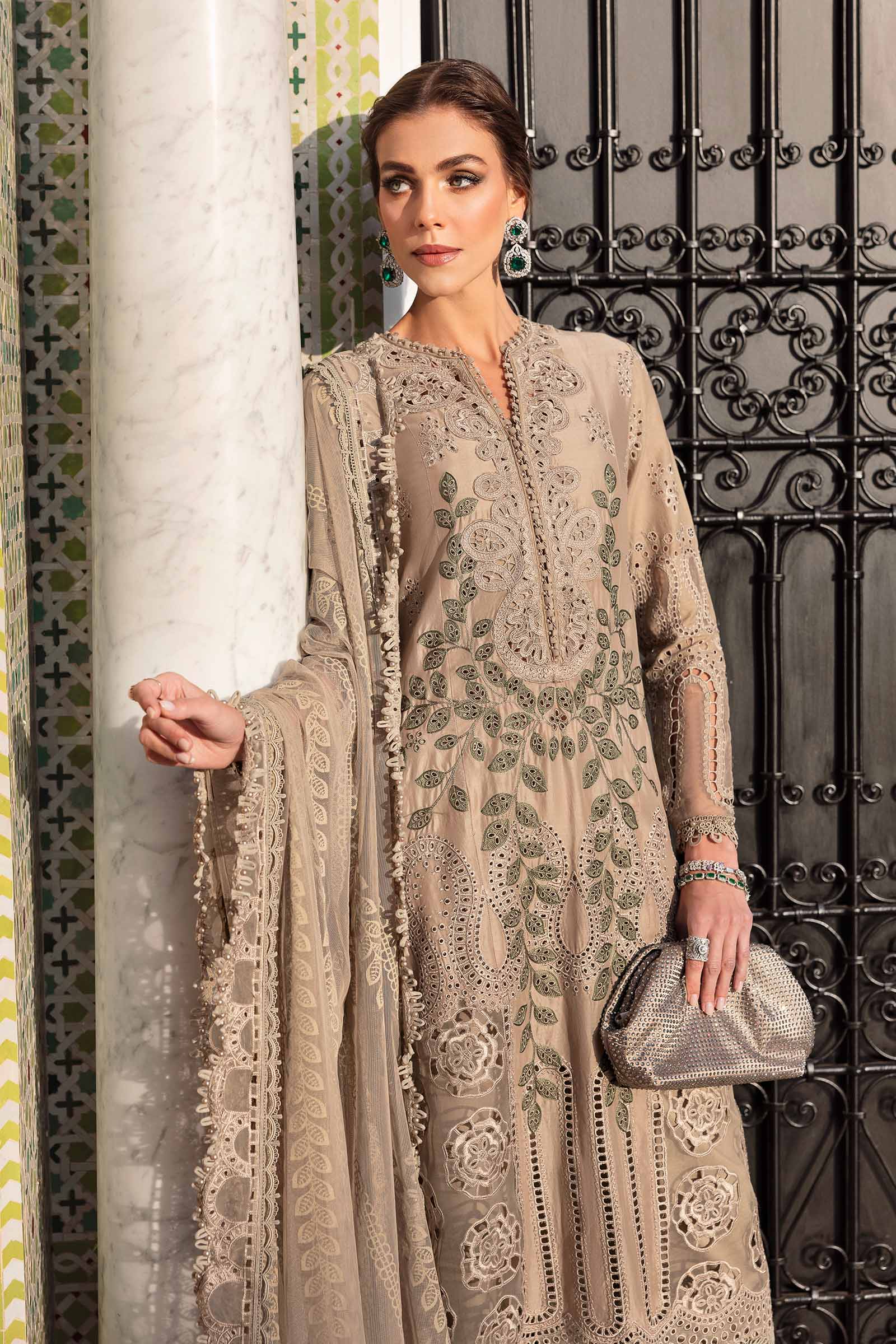 Maria.b 3 piece unstitched embroidered lawn suit | d-2503-a