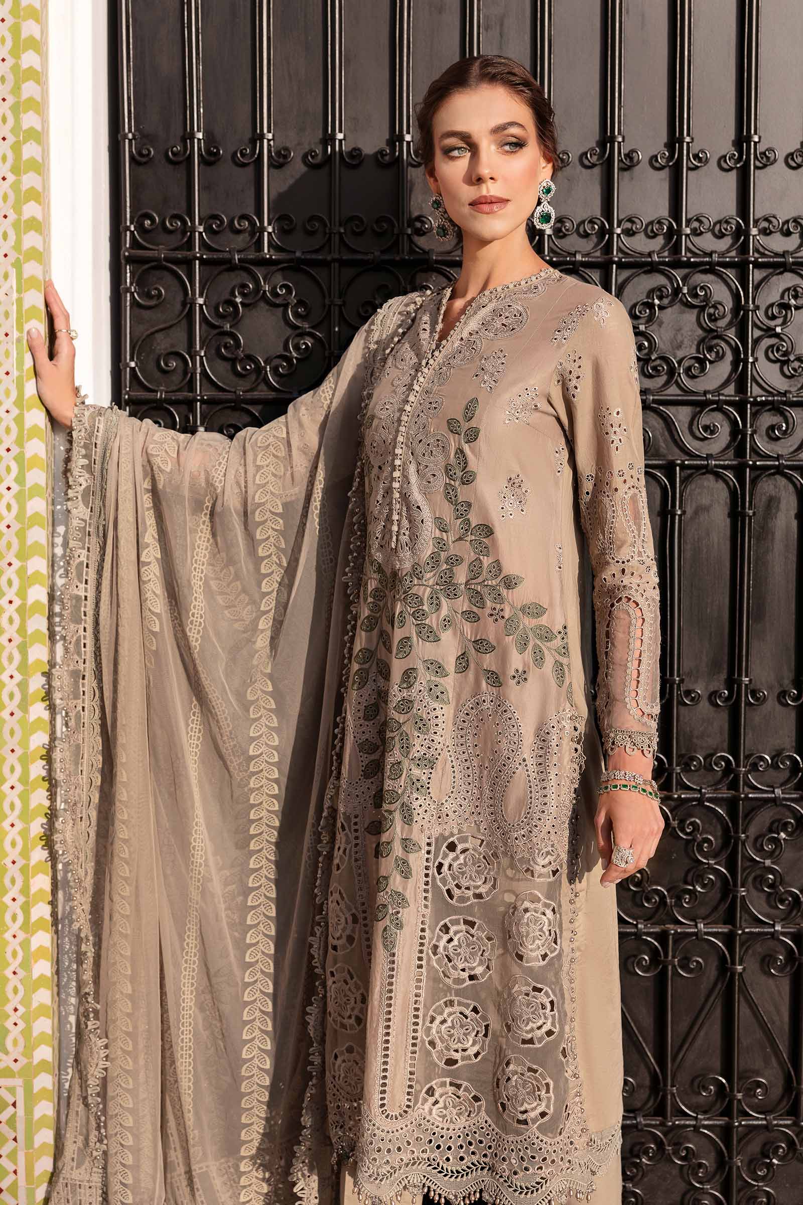 Maria.b 3 piece unstitched embroidered lawn suit | d-2503-a