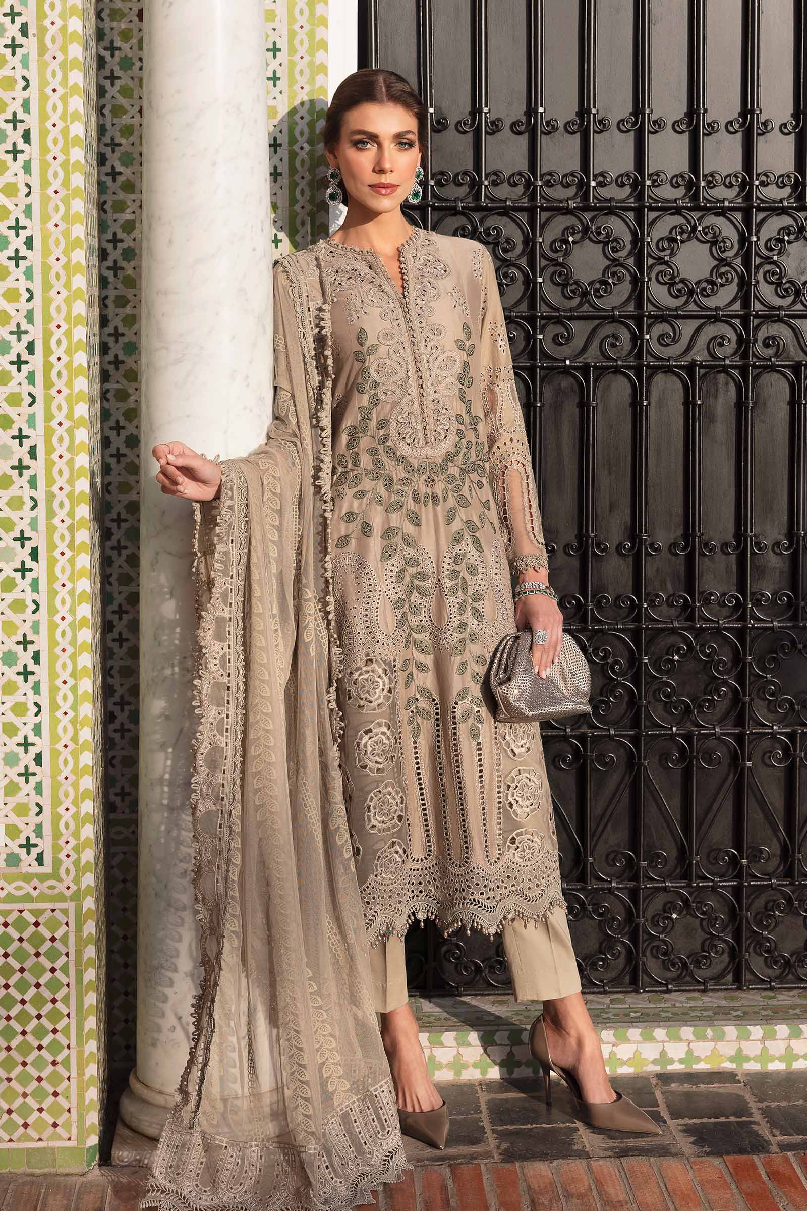 Maria.b 3 piece unstitched embroidered lawn suit | d-2503-a
