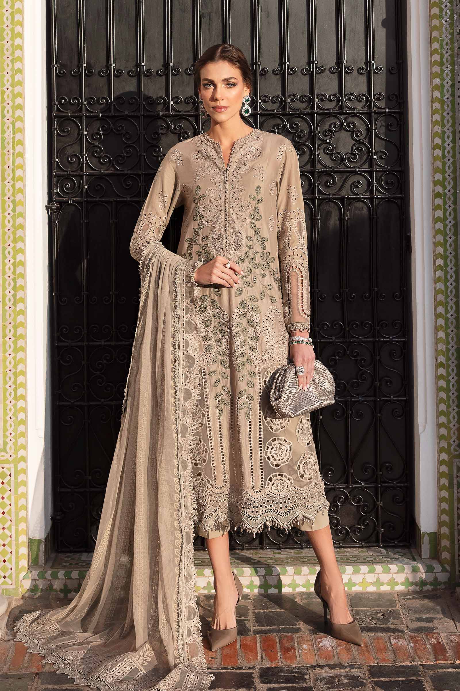 Maria.b 3 piece unstitched embroidered lawn suit | d-2503-a