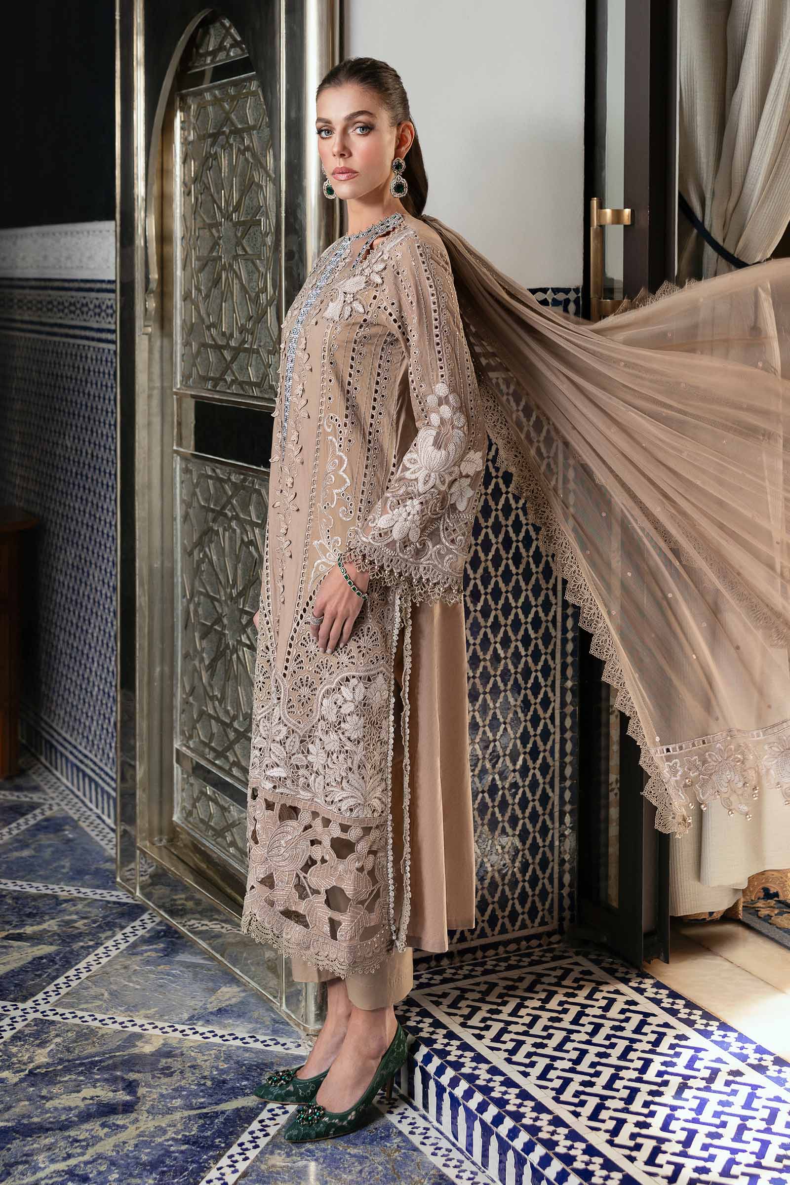 Maria.b 3 piece unstitched embroidered lawn suit | d-2503-a