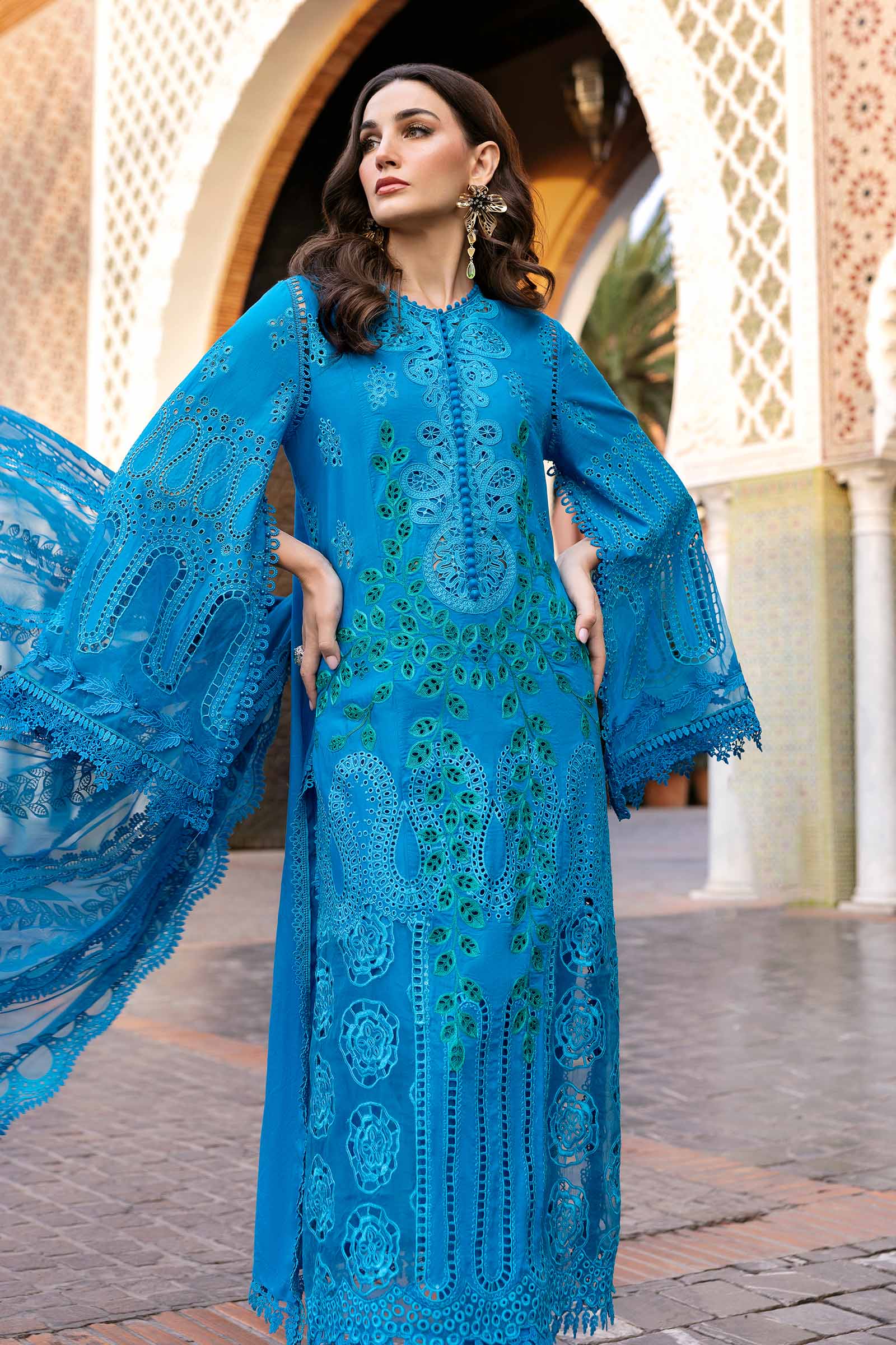 Maria.b 3 piece unstitched embroidered lawn suit | d-2503-b