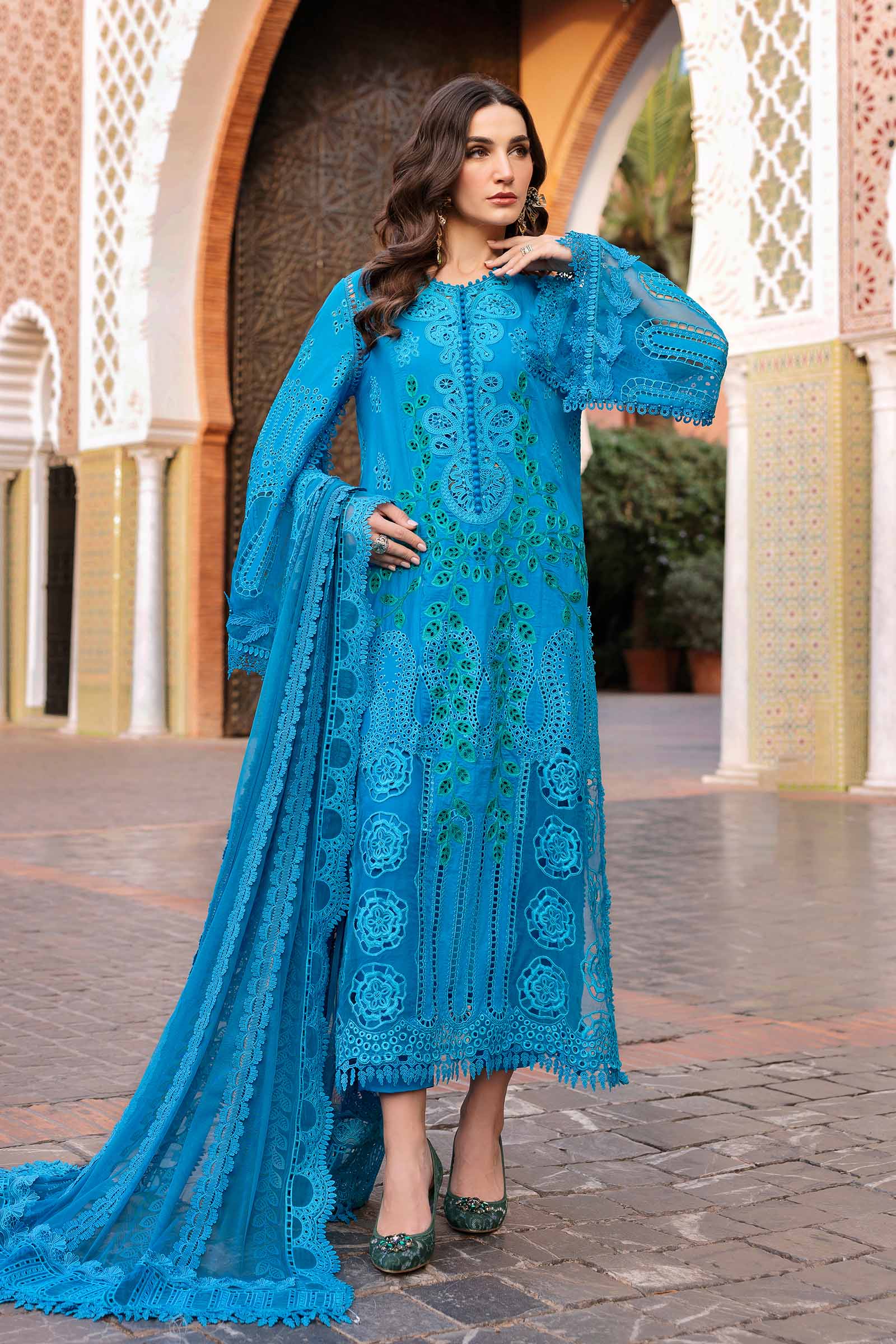 Maria.b 3 piece unstitched embroidered lawn suit | d-2503-b