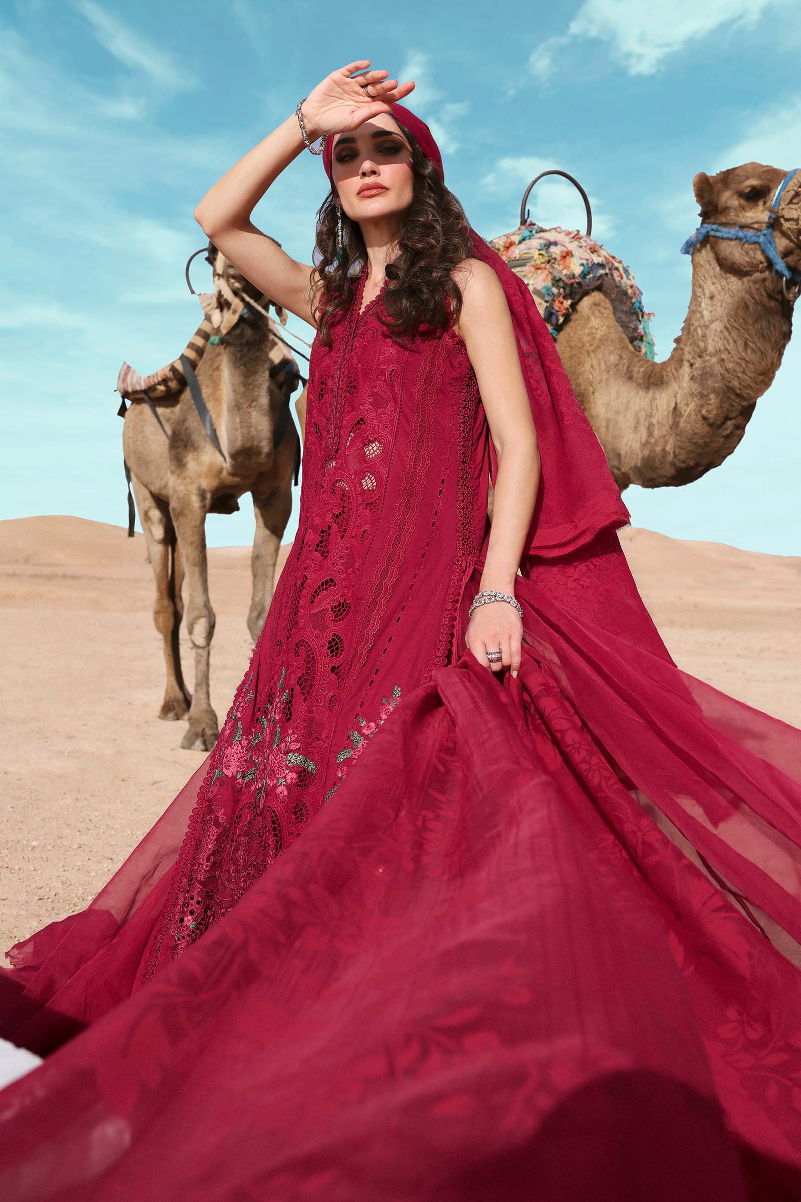 Maria.b 3 piece unstitched embroidered lawn suit | d-2504-a