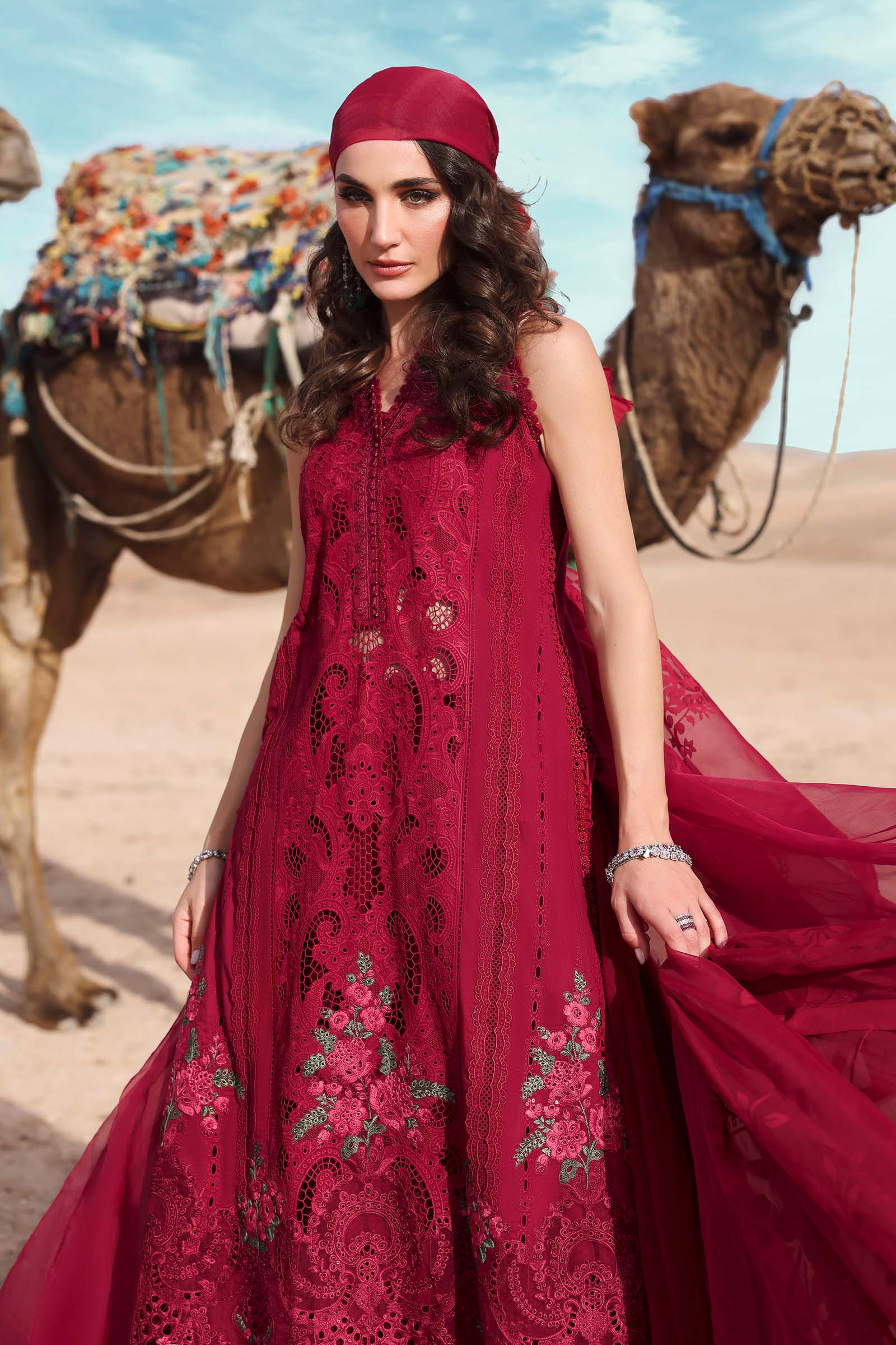 Maria.b 3 piece unstitched embroidered lawn suit | d-2504-a