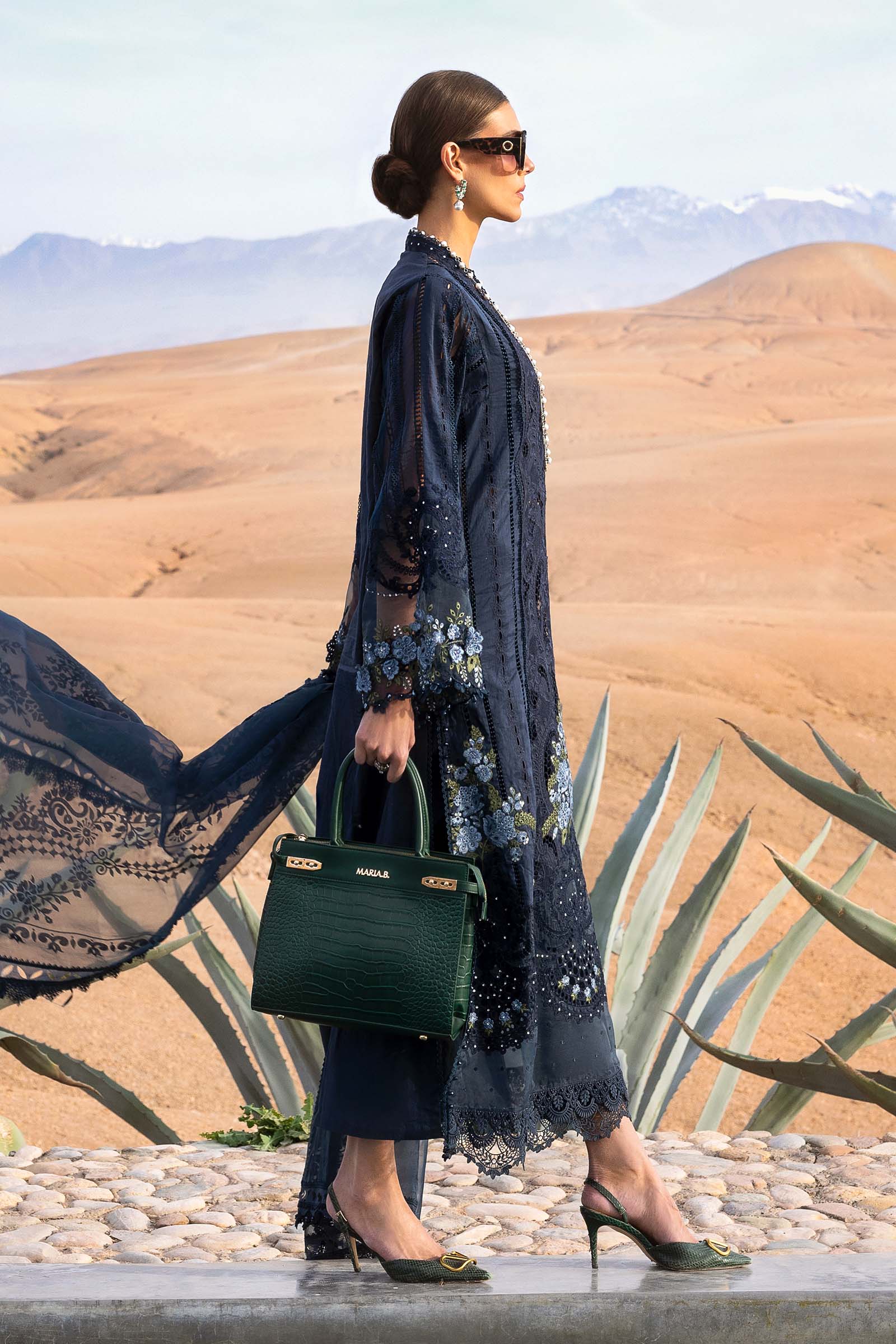 Maria.b 3 piece unstitched embroidered lawn suit | d-2504-b