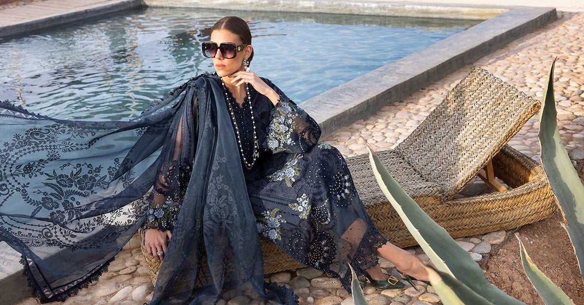 Maria.b 3 piece unstitched embroidered lawn suit | d-2504-b