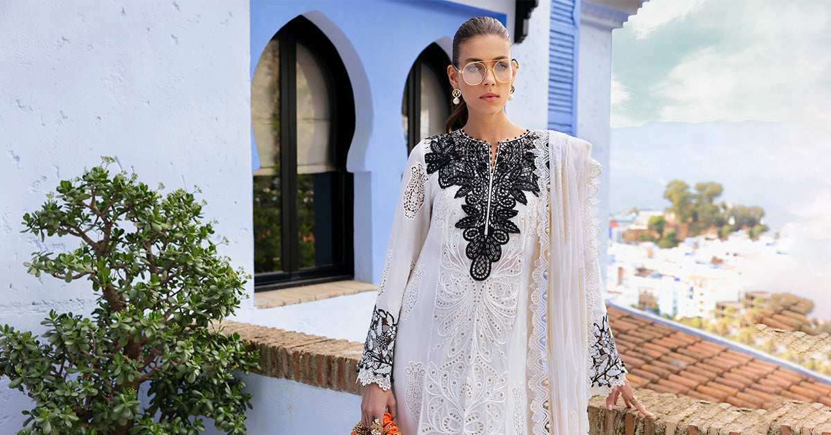 Maria.b 3 piece unstitched embroidered paper cotton suit | d-2505-a