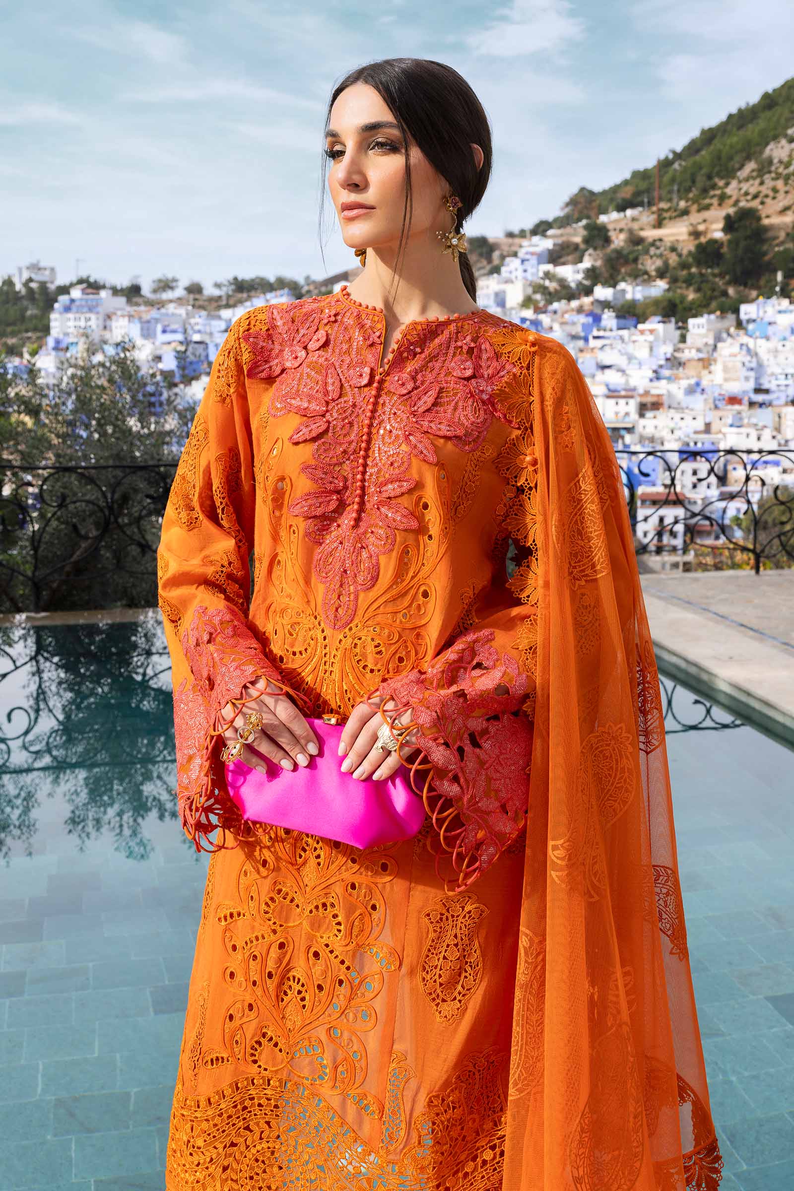 Maria.b 3 piece unstitched embroidered paper cotton suit | d-2505-b