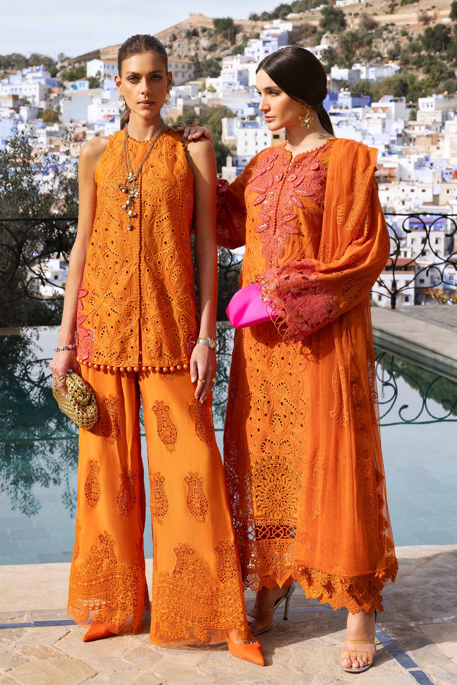 Maria.b 3 piece unstitched embroidered paper cotton suit | d-2505-b