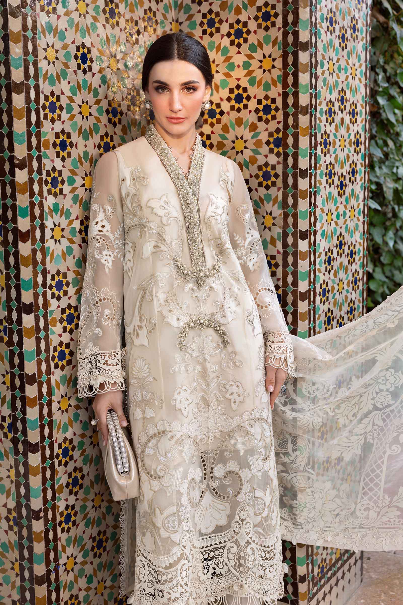 Maria.b 3 piece unstitched embroidered organza suit | d-2506-a