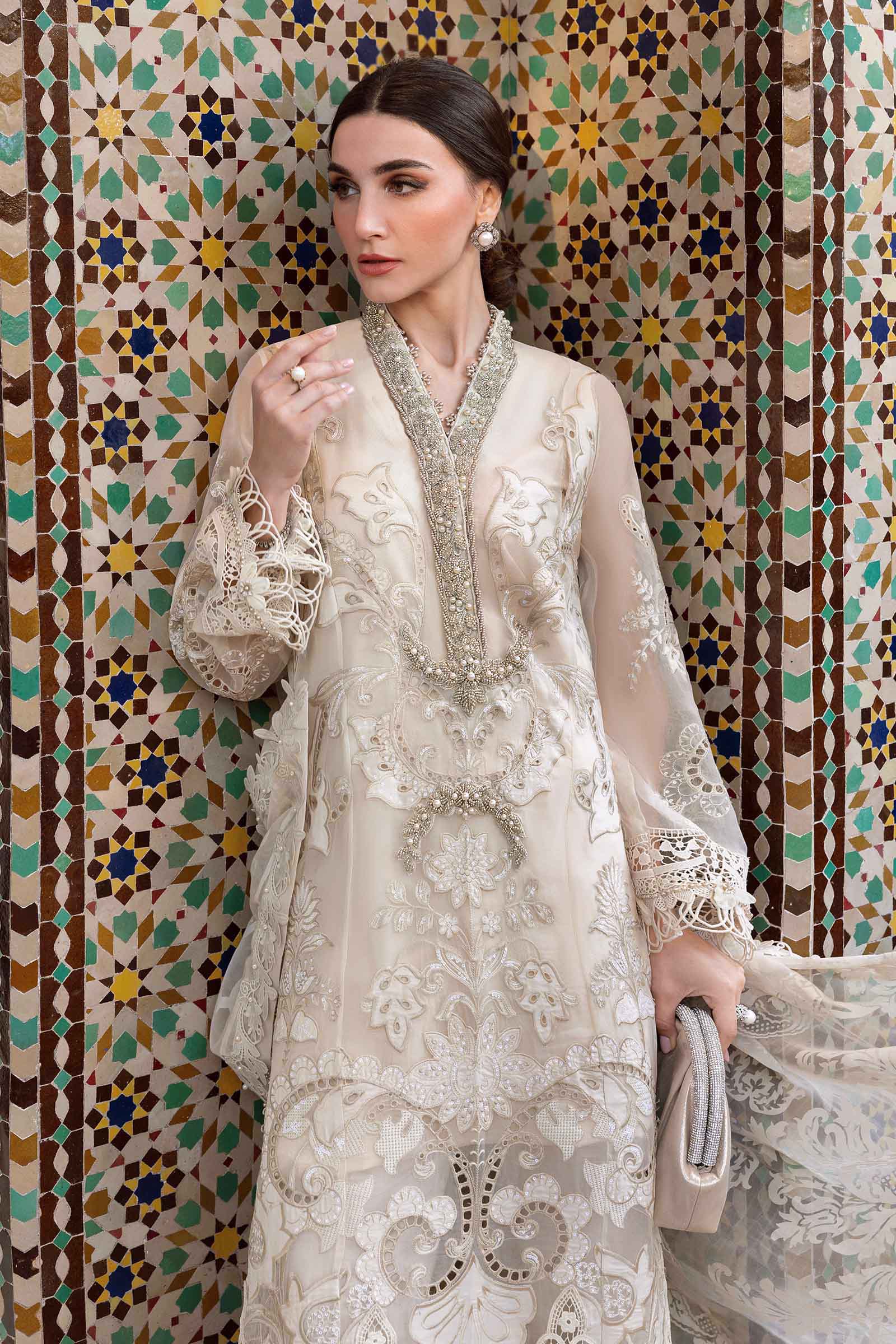 Maria.b 3 piece unstitched embroidered organza suit | d-2506-a