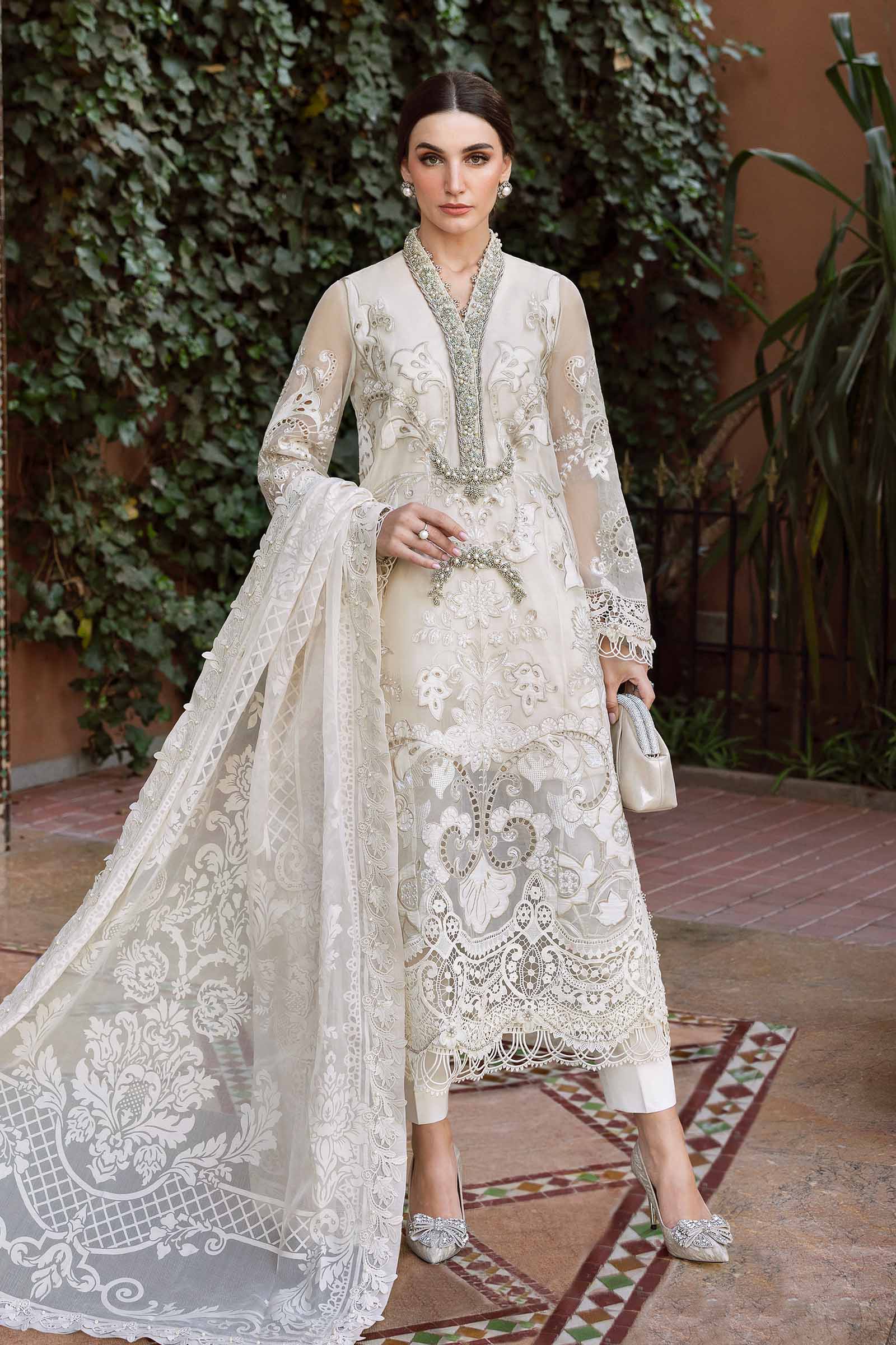 Maria.b 3 piece unstitched embroidered organza suit | d-2506-a